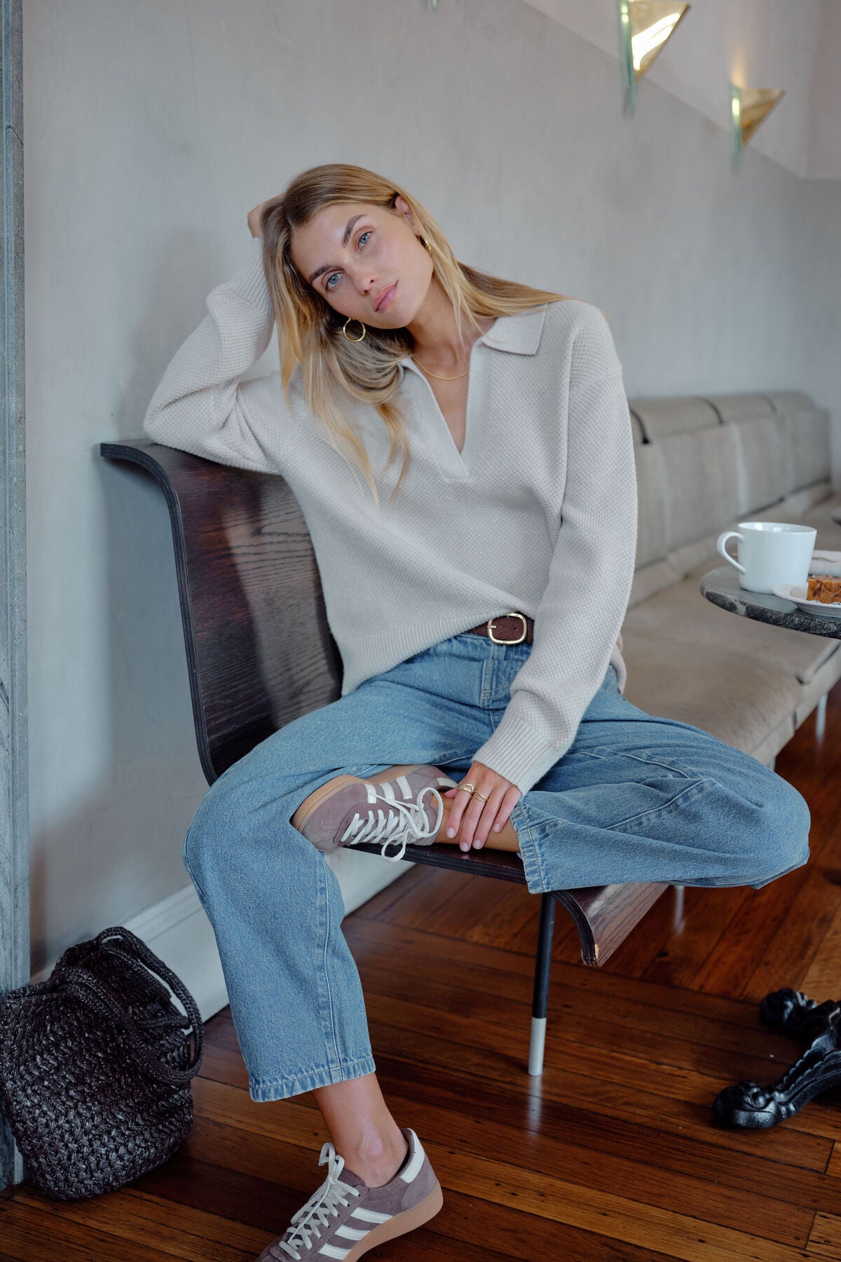 Ceres Kira Collared Knit - oatmeal marle