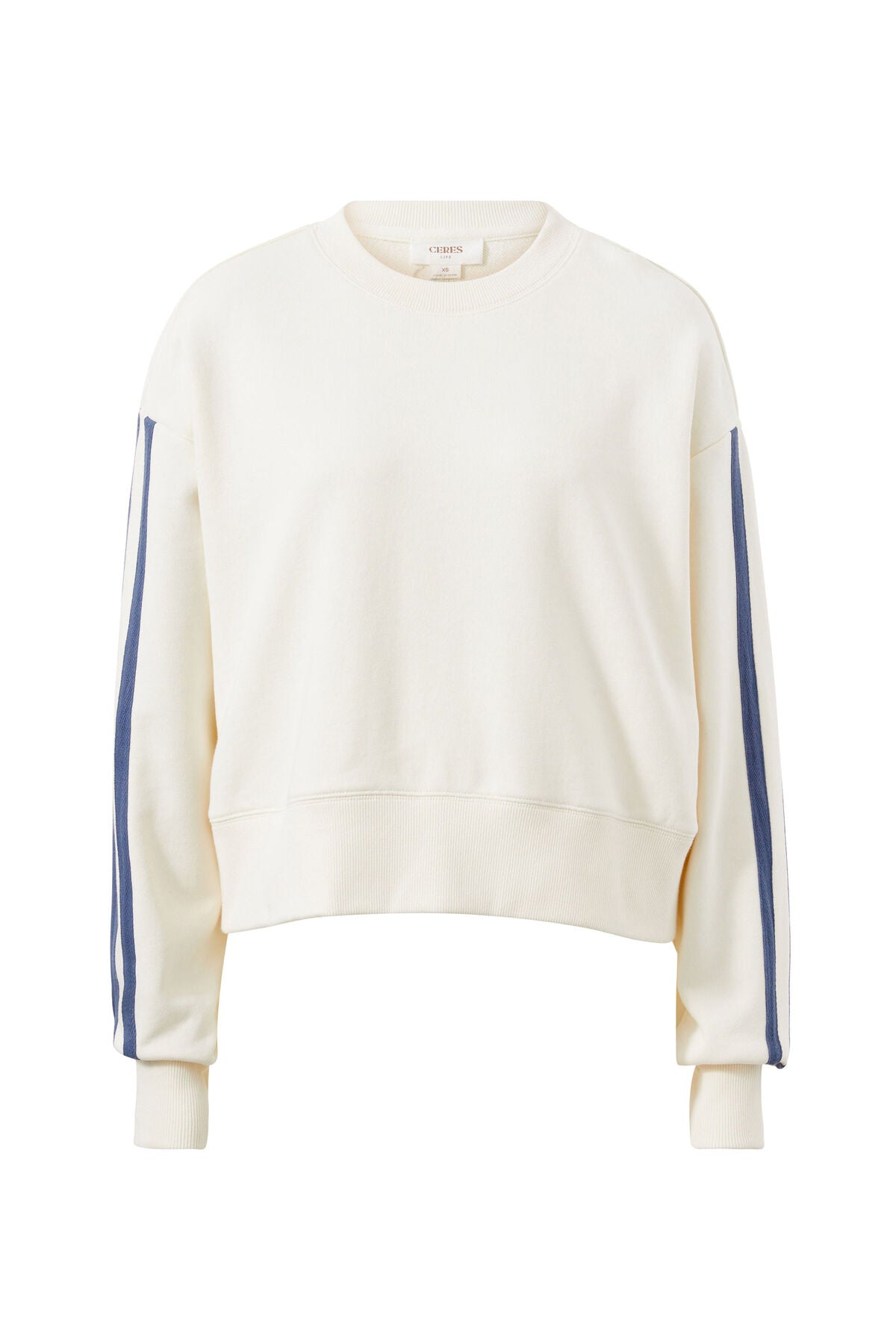 Ceres Life Sporty Slouchy Crew - winter white side stripe