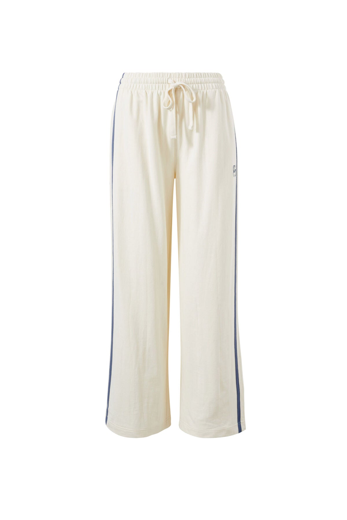 Ceres Life Wide Leg Terry Track Pant - winter white side stripe