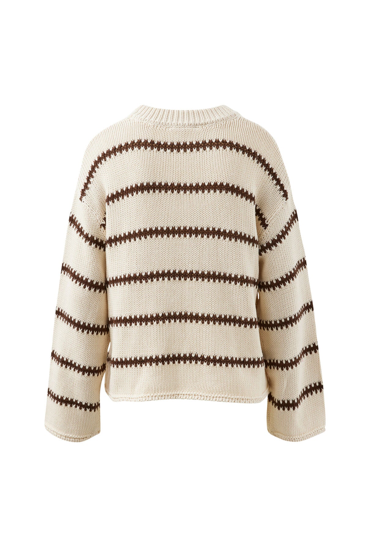 Ceres Lila Oversized Knit Crew - ecru stripe
