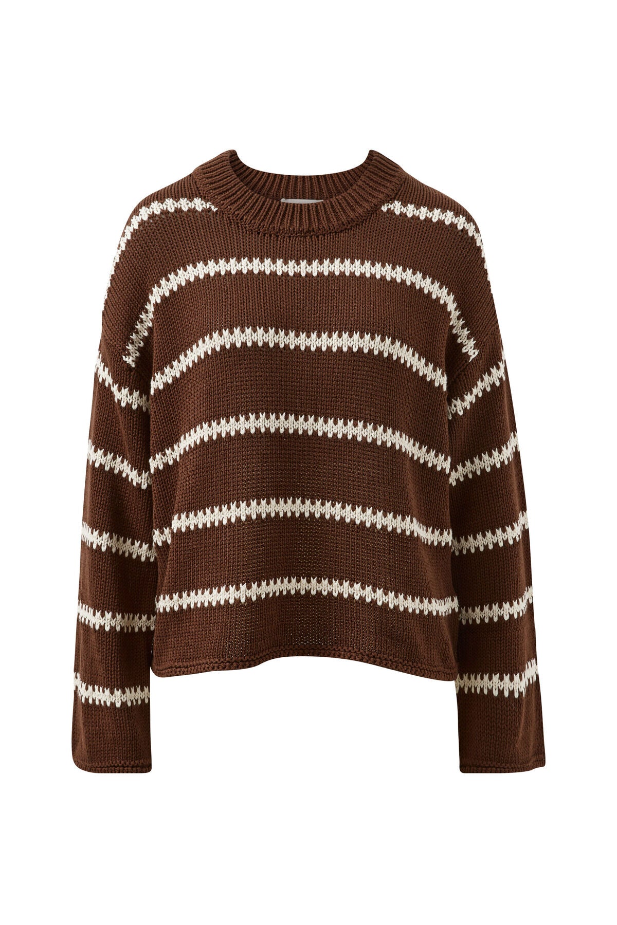 Ceres Lila Oversized Knit Crew - chocolate stripe