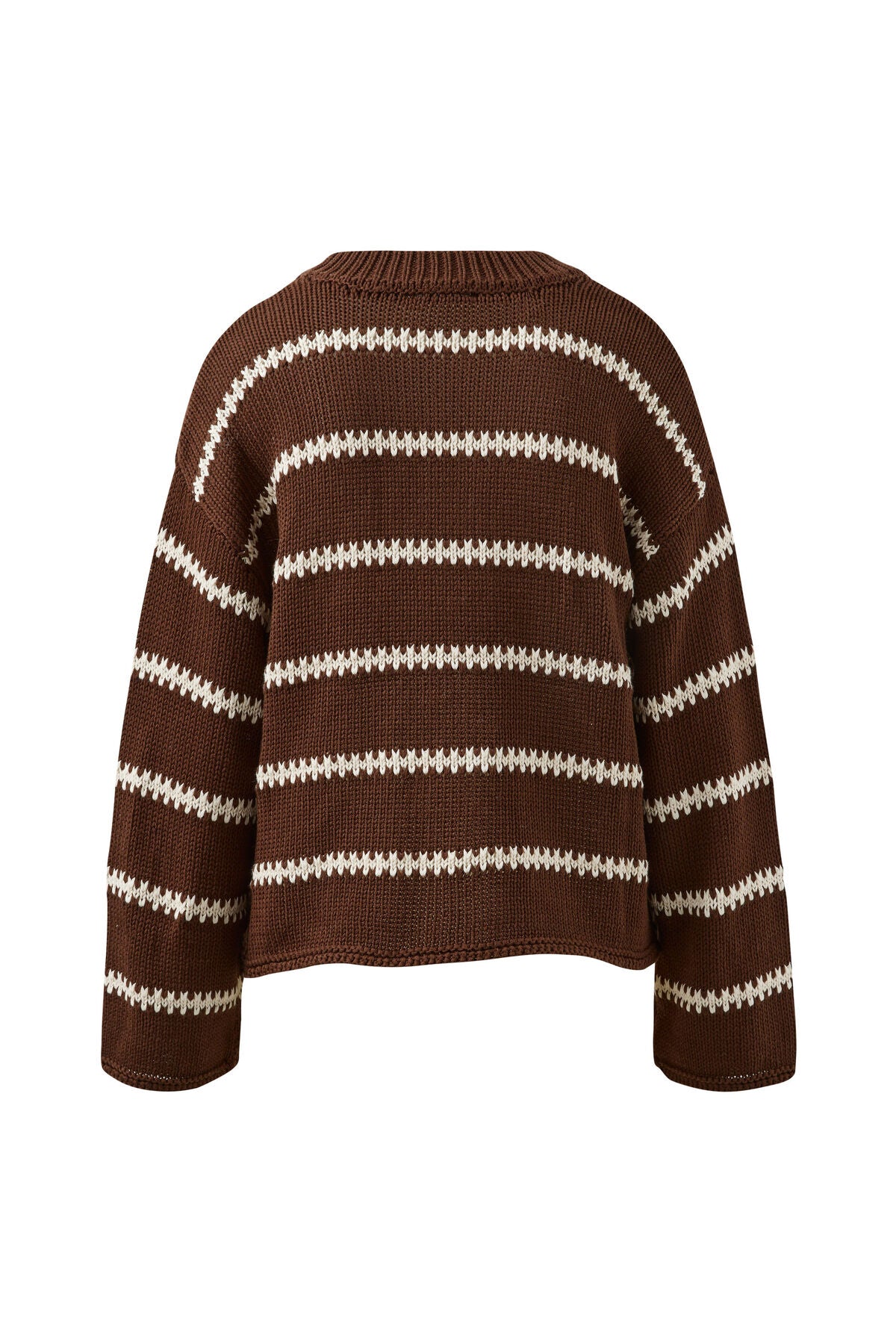 Ceres Lila Oversized Knit Crew - chocolate stripe