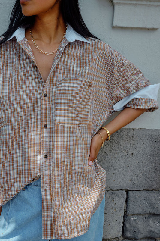 Ceres Peta Oversized Shirt - toffee check