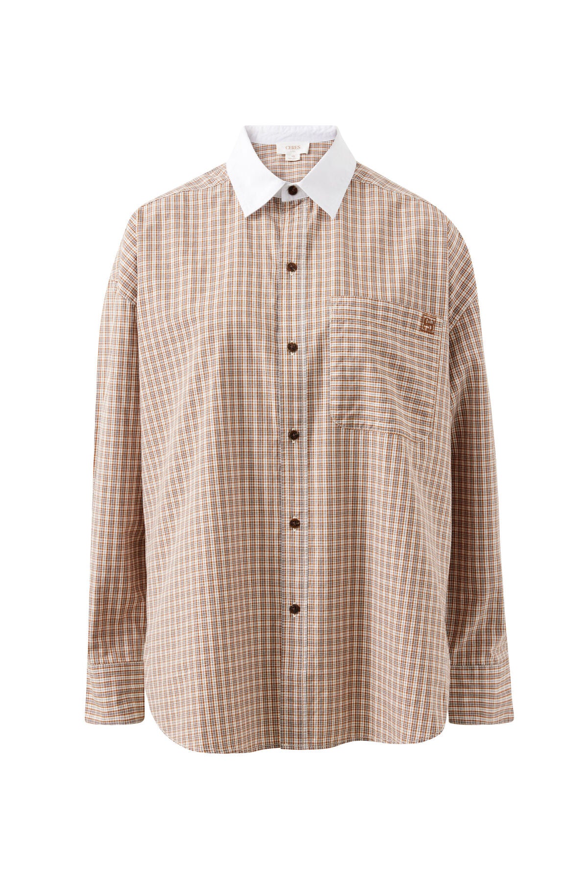 Ceres Peta Oversized Shirt - toffee check