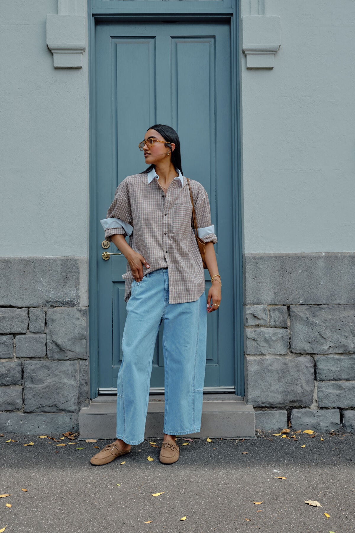 Ceres Peta Oversized Shirt - toffee check