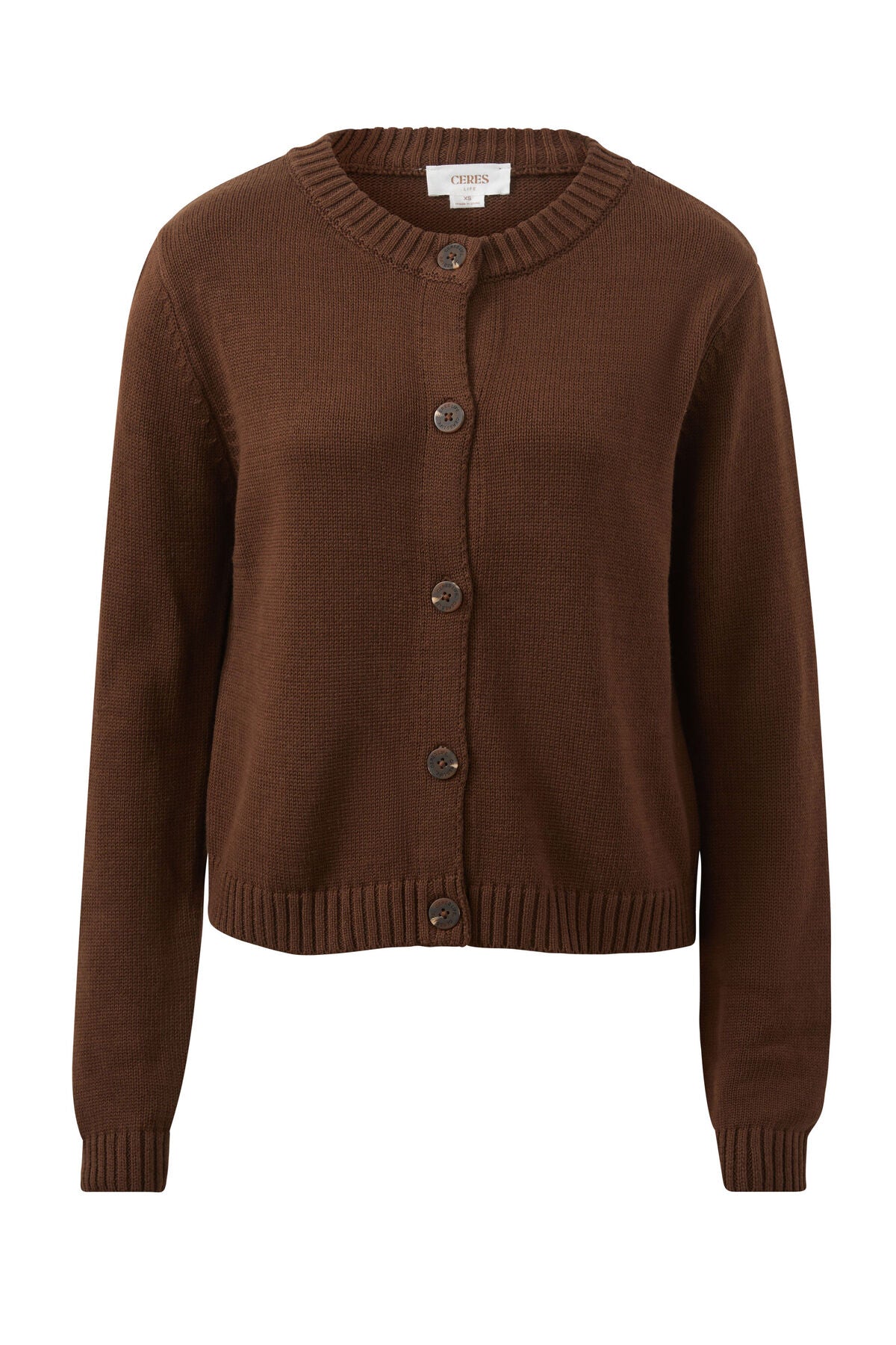 Ceres Nelly Long Sleeve Knit Cardi - chocolate