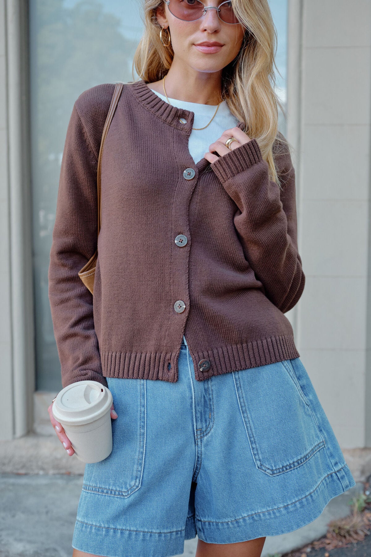 Ceres Nelly Long Sleeve Knit Cardi - chocolate
