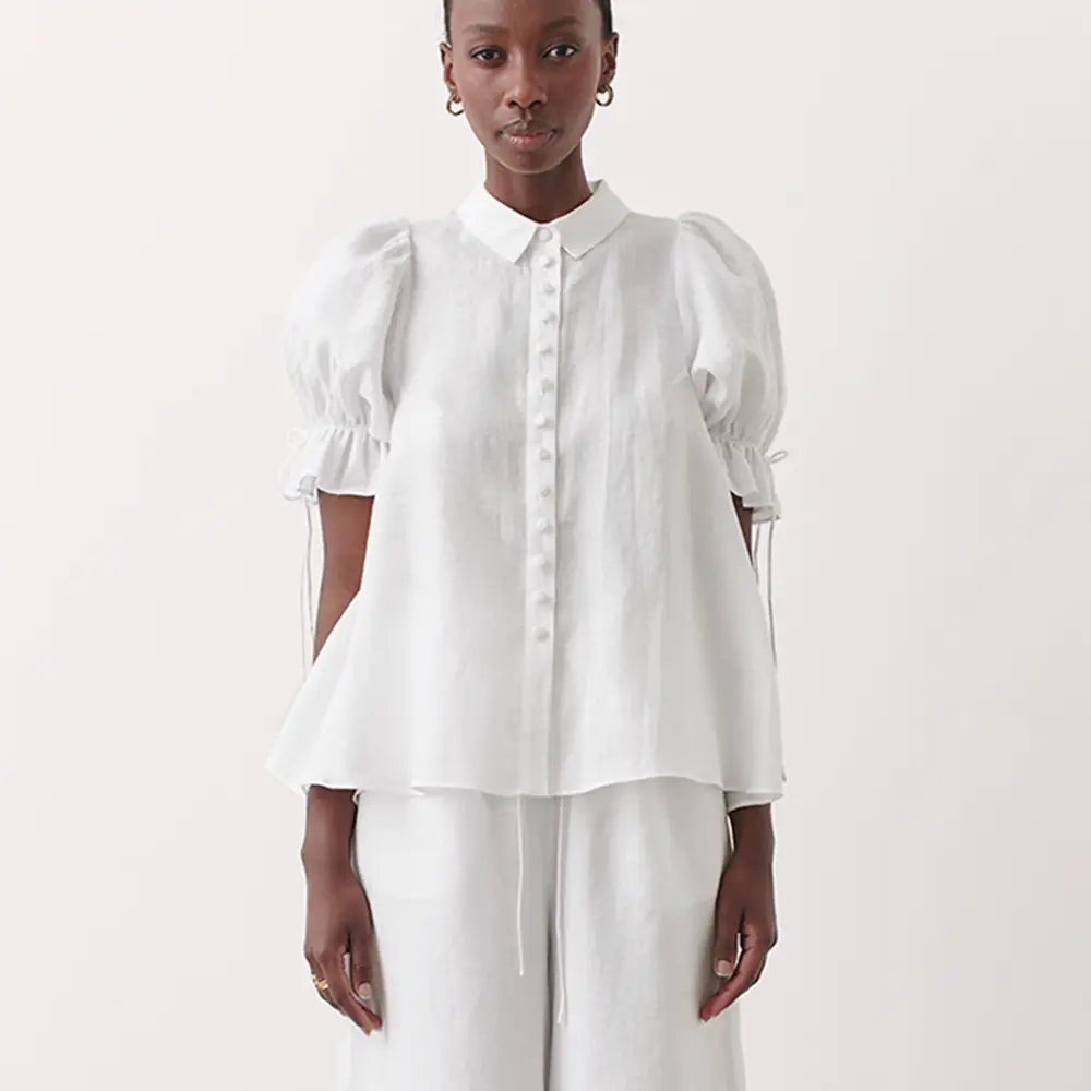 Joslin Studio Sara Linen Organic Cotton Shirt - cream