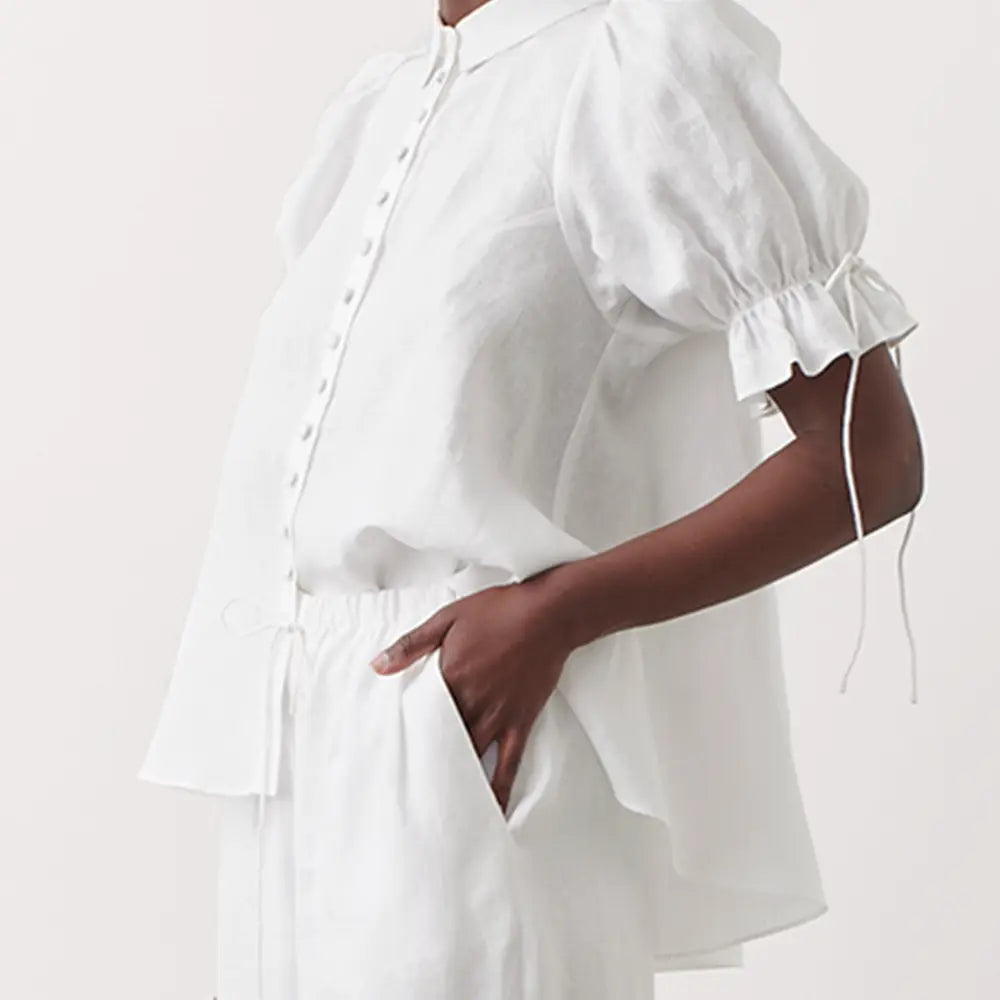Joslin Studio Sara Linen Organic Cotton Shirt - cream
