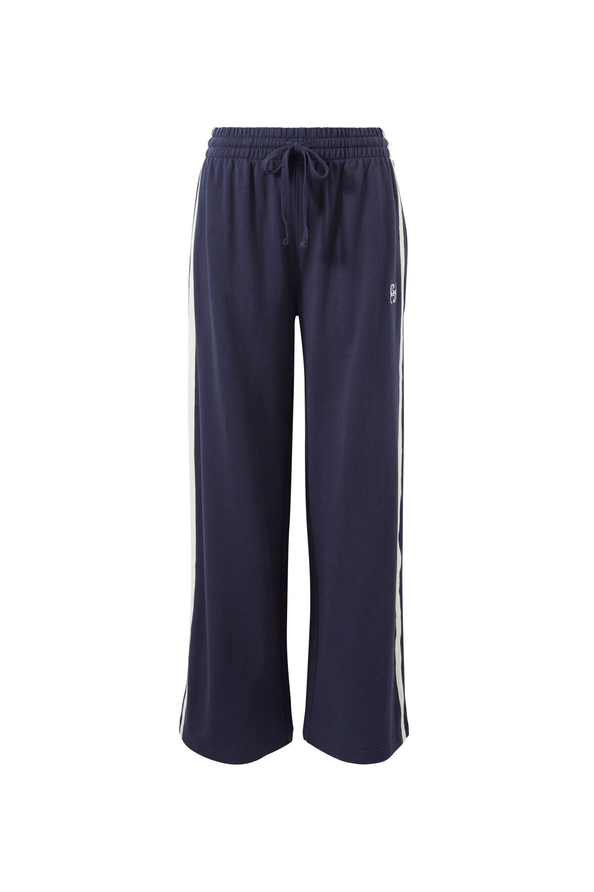 Ceres Life Wide Leg Terry Trackpant - new navy side stripe