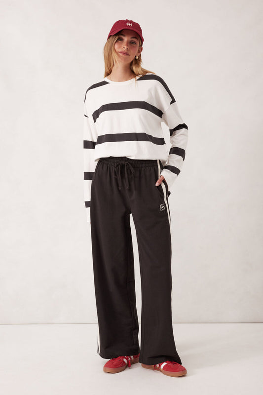 Ceres Life Wide Leg Terry Trackpant - phantom stripe