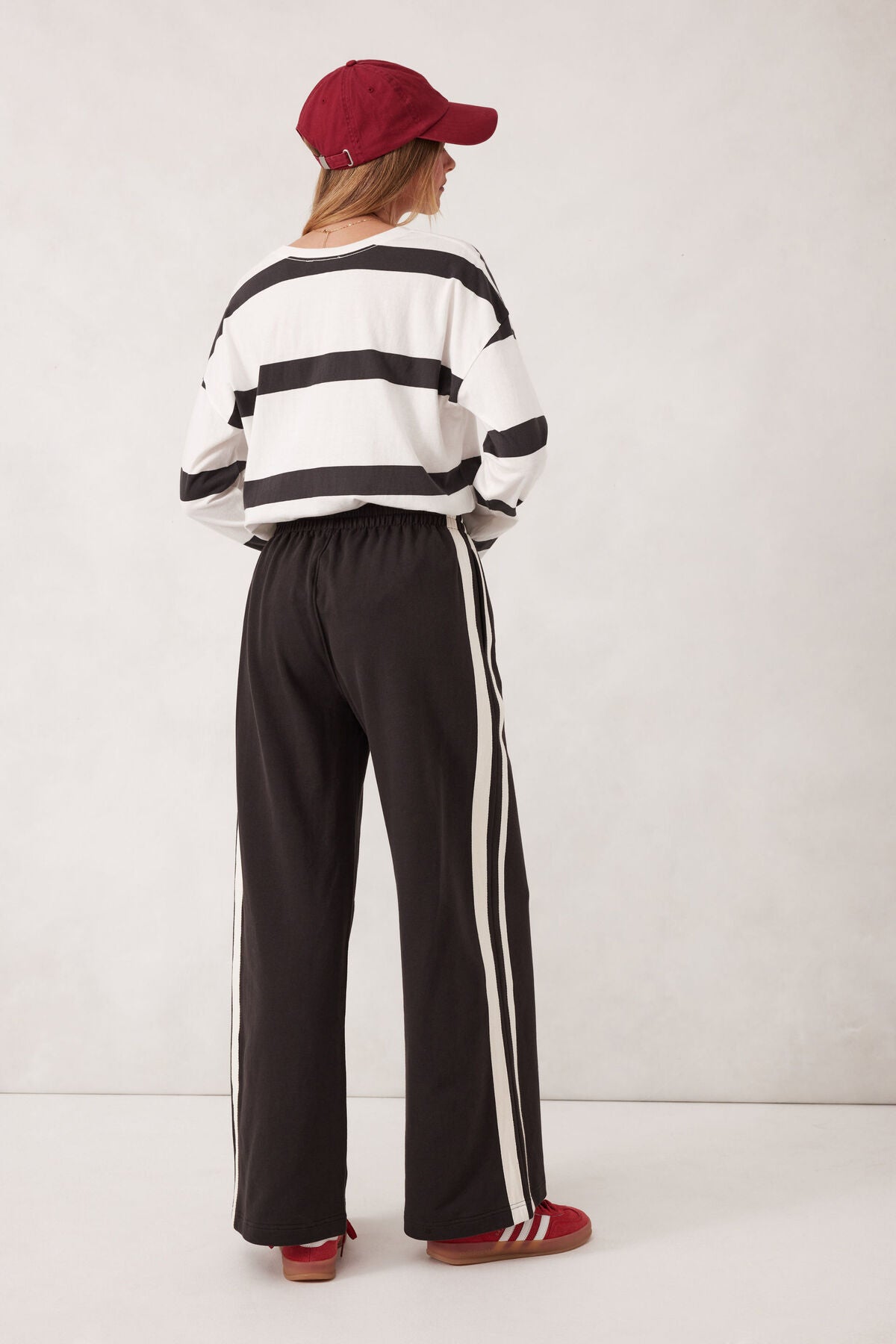 Ceres Life Wide Leg Terry Trackpant - phantom stripe