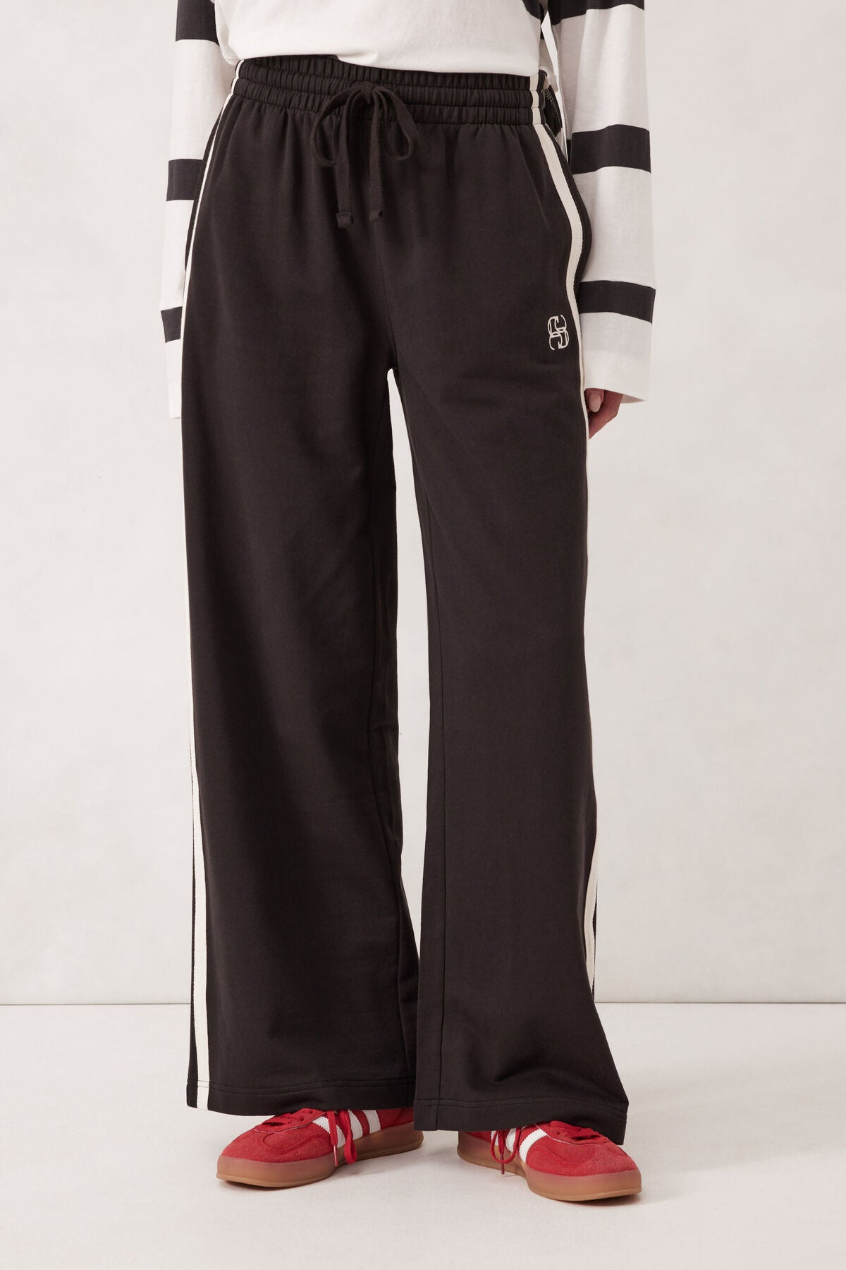 Ceres Life Wide Leg Terry Trackpant - phantom stripe