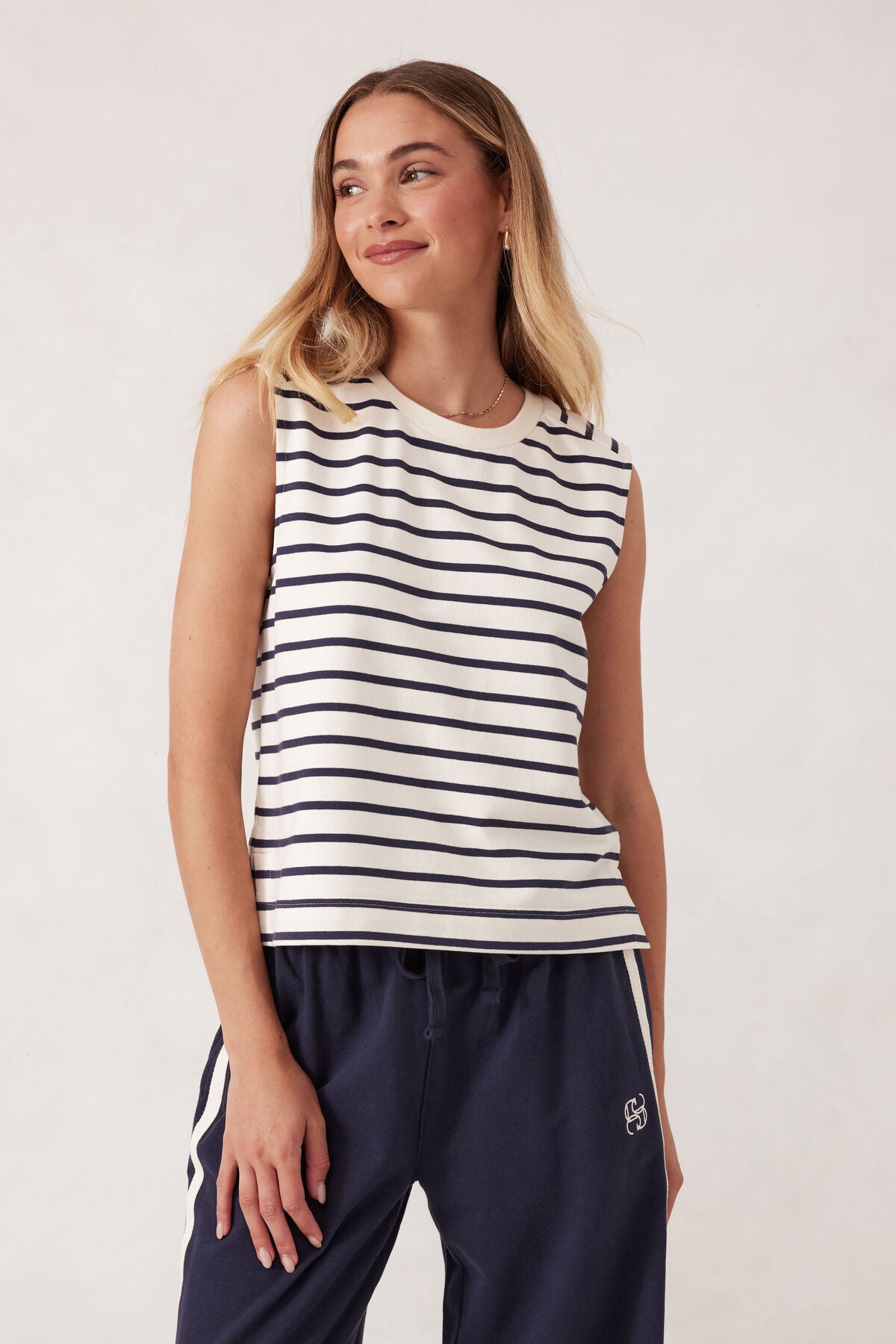 Ceres Life Sporty Terry Top - new navy stripe