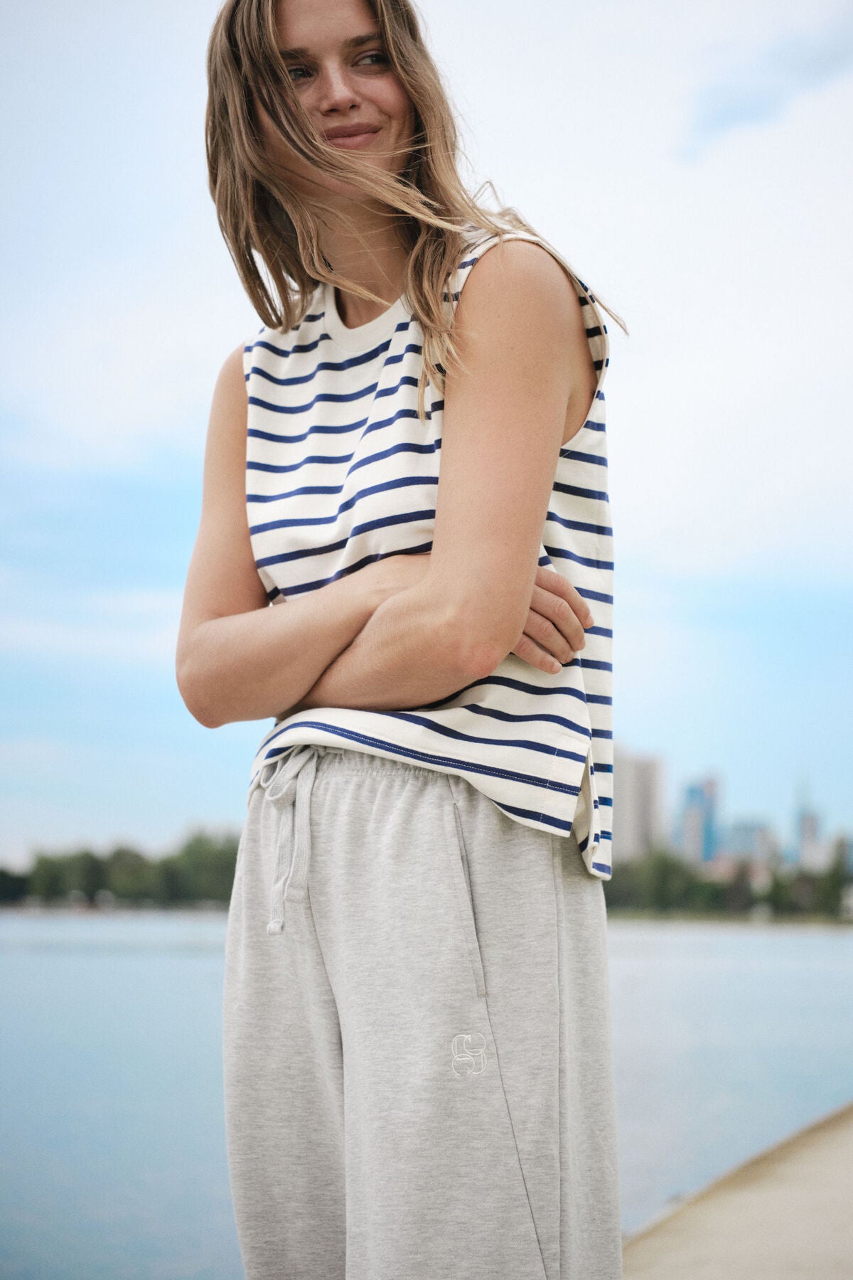 Ceres Life Sporty Terry Top - new navy stripe