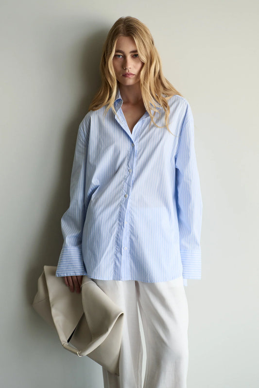 MAÉL Brand Florence Shirt - light blue/white stripe