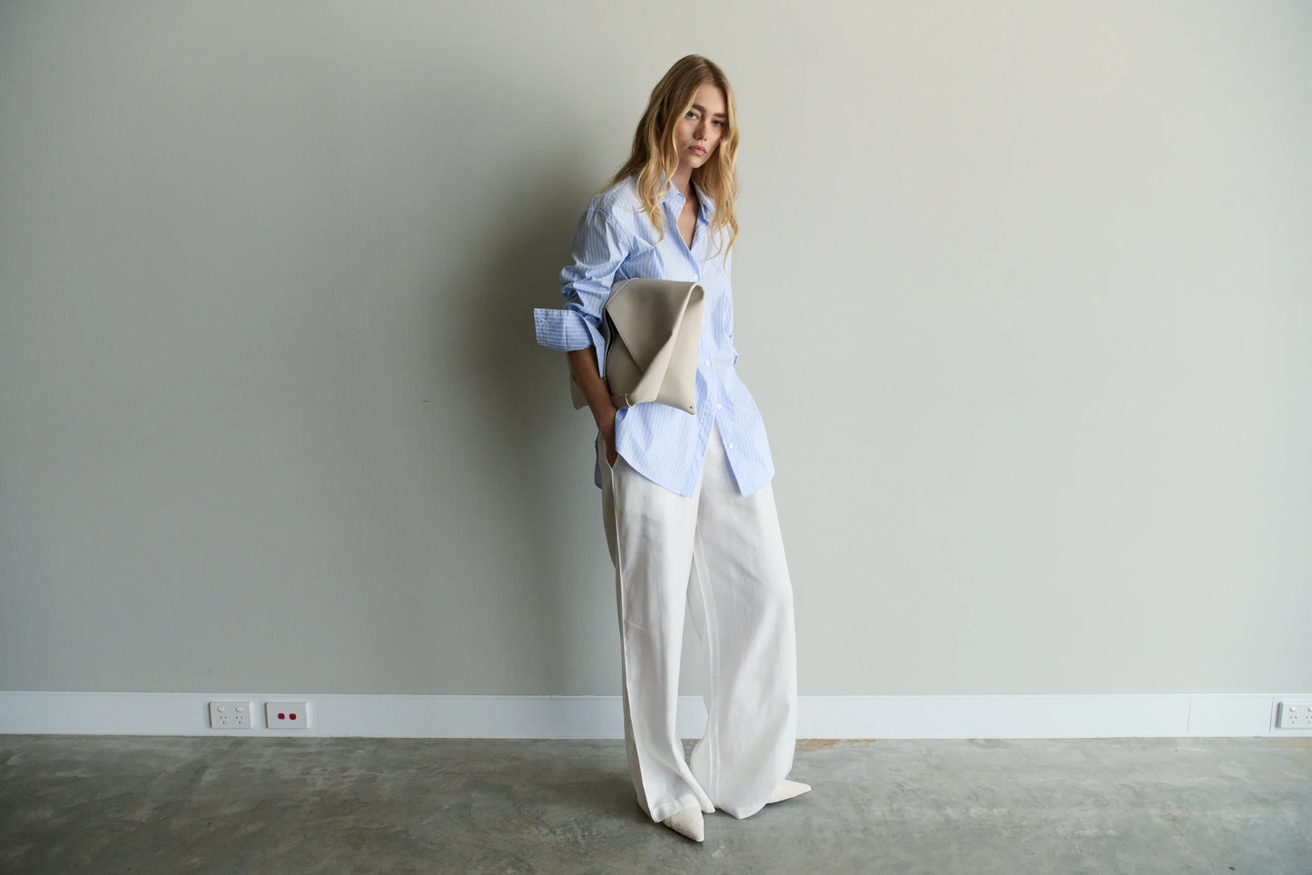 MAÉL Brand Florence Shirt - light blue/white stripe