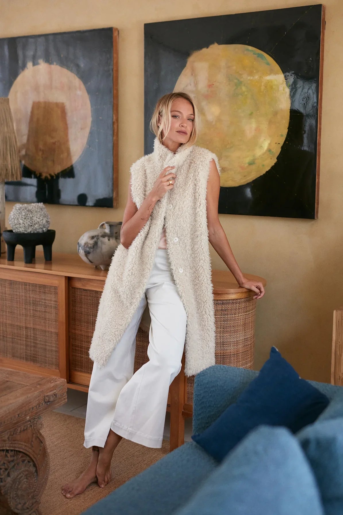 LILYA Ellen Long Vest - Ivory