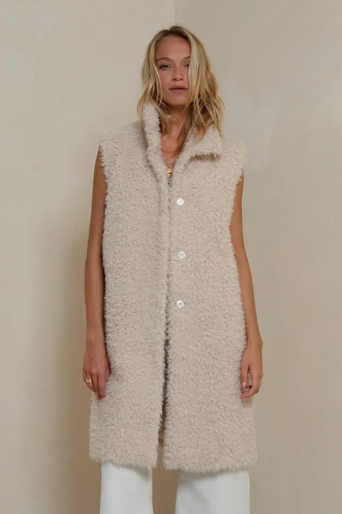 LILYA Ellen Long Vest - Ivory