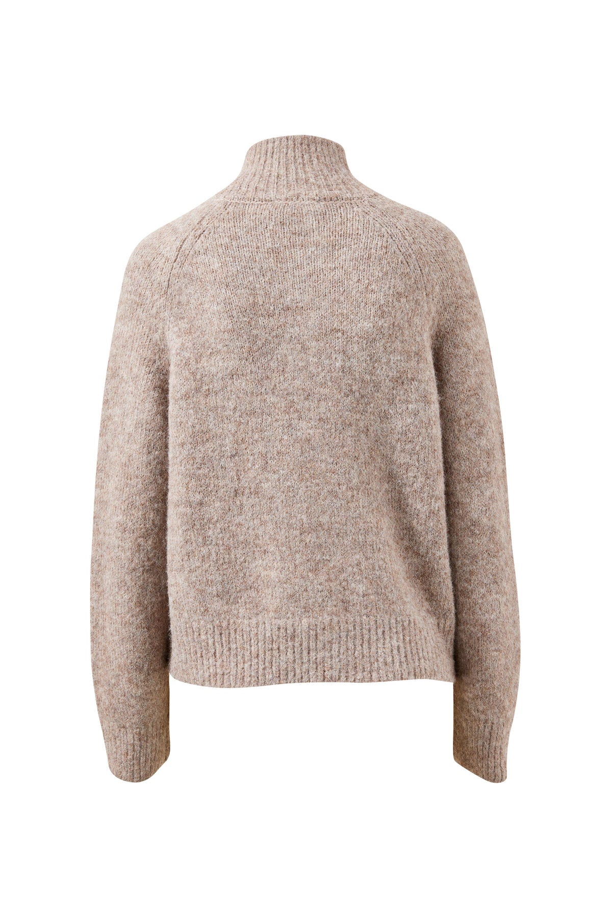 Ceres Riley Funnel Neck Tab Cardi - oat marle
