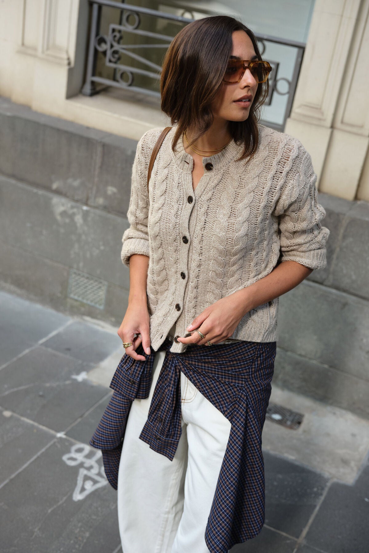 Ceres Heidi Cable Knit Cardi - oat