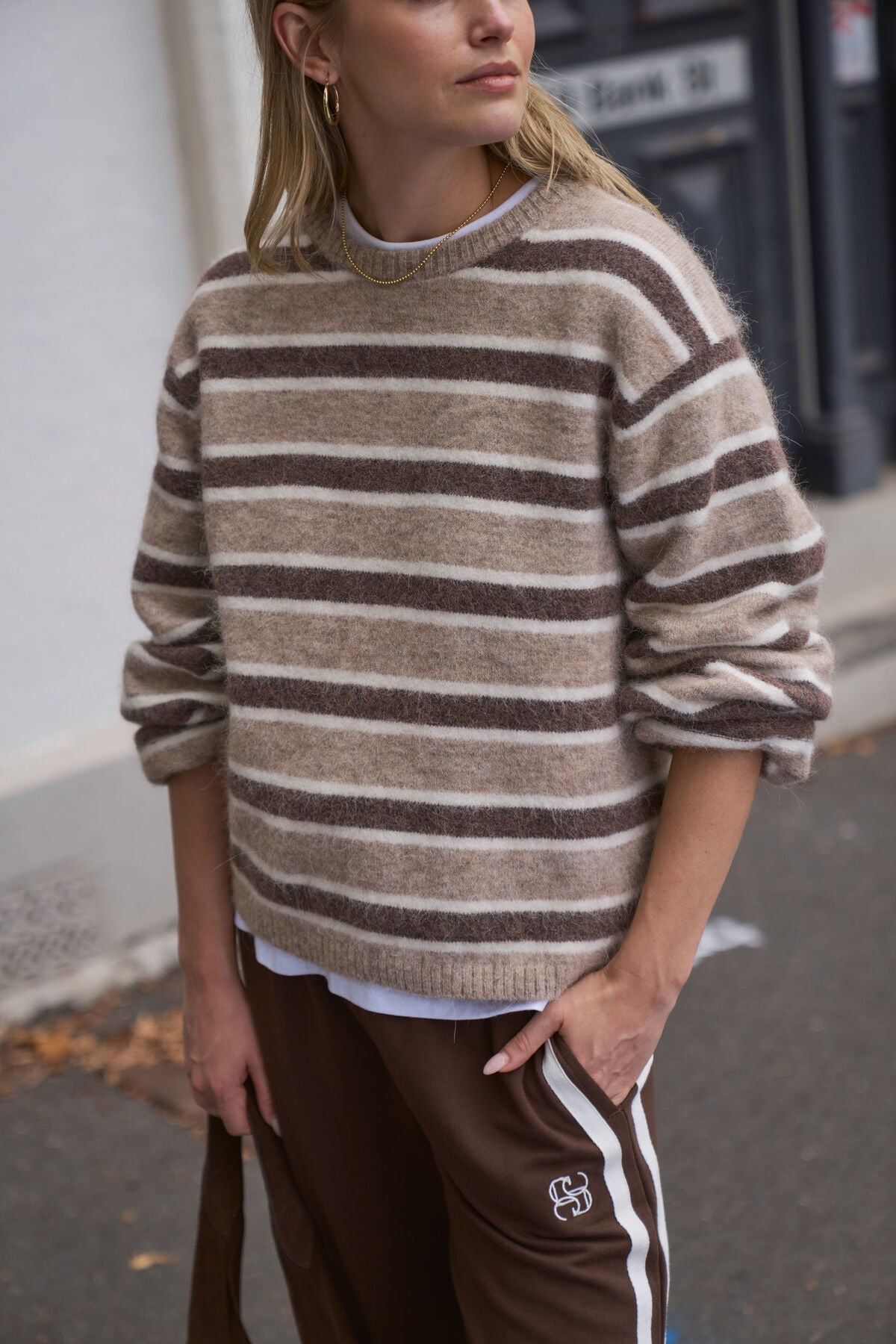 Ceres Bonnie Lofty Knit - oat marle stripe