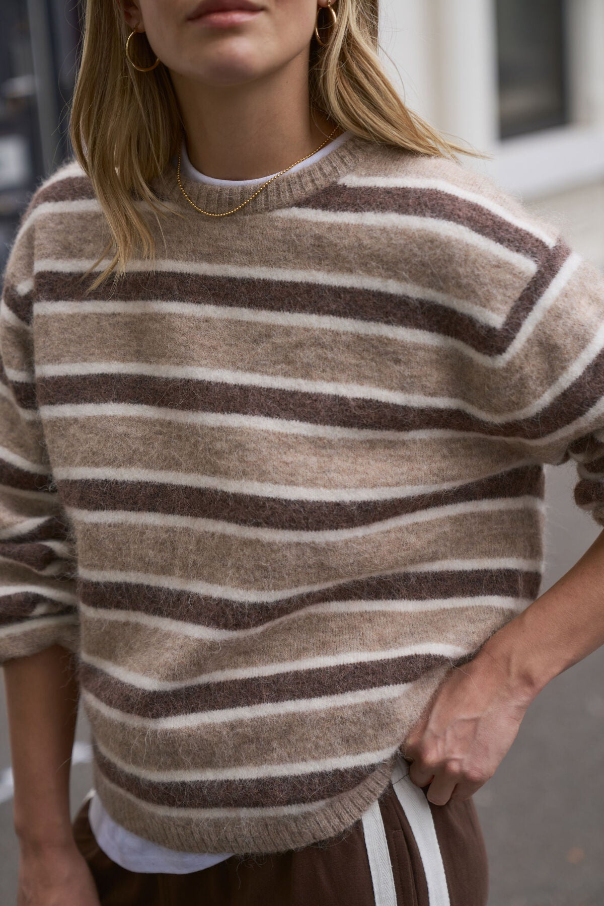 Ceres Bonnie Lofty Knit - oat marle stripe
