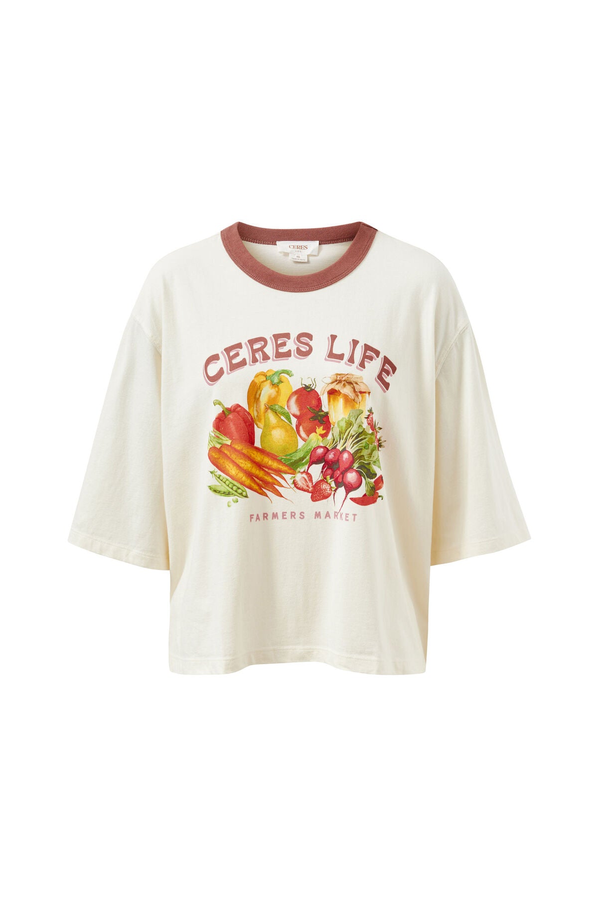 Ceres Macy Print Tee - milk/farmers market