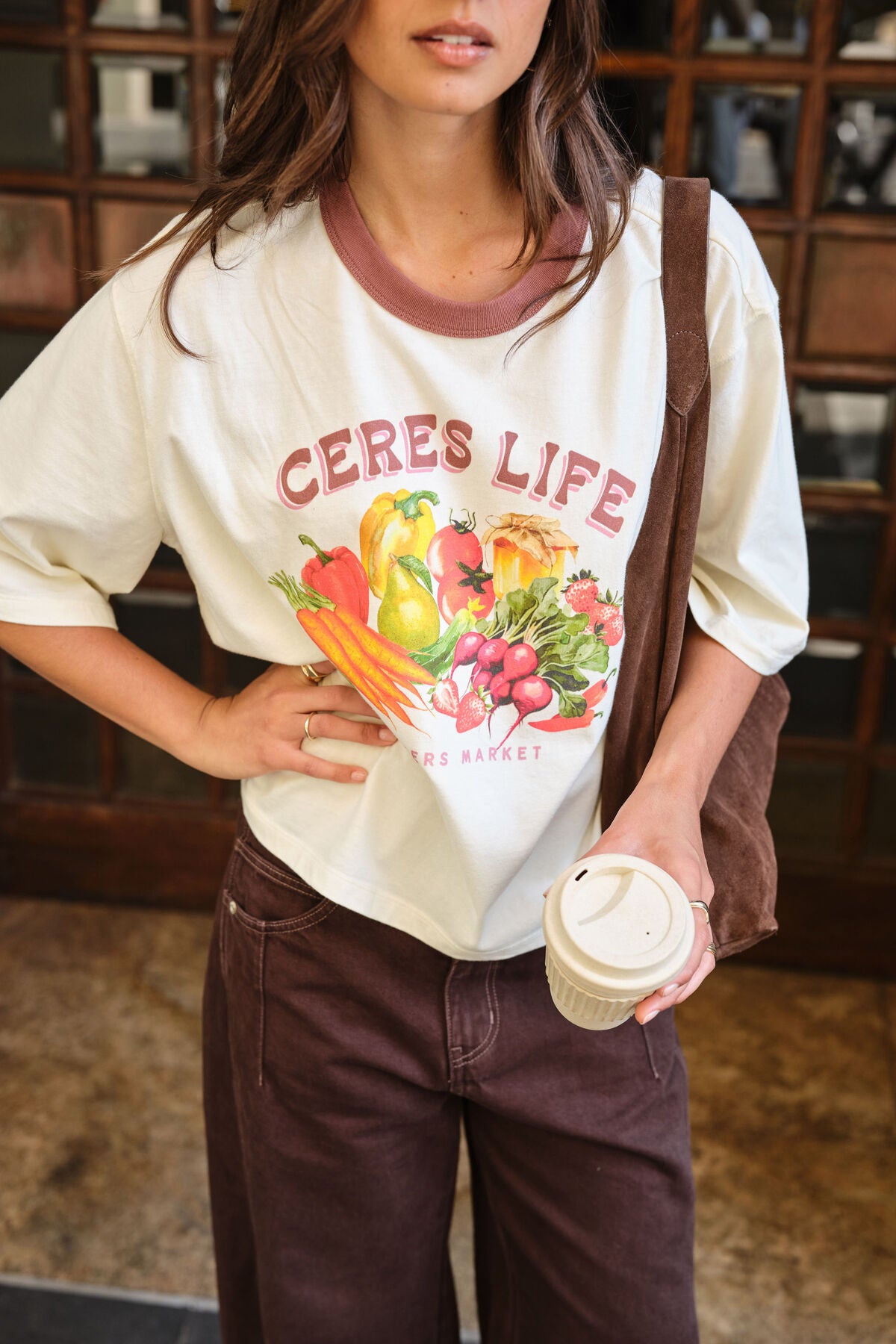Ceres Macy Print Tee - milk/farmers market