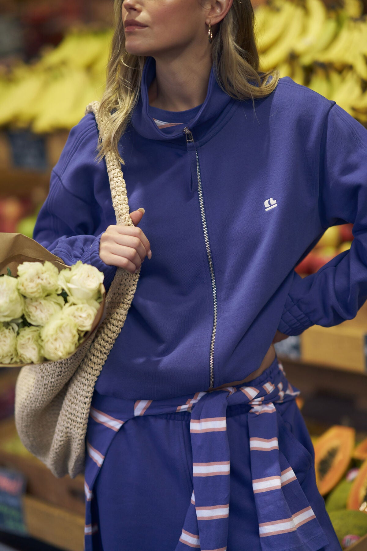 Ceres Freya Zip Through Sweat - washed navy