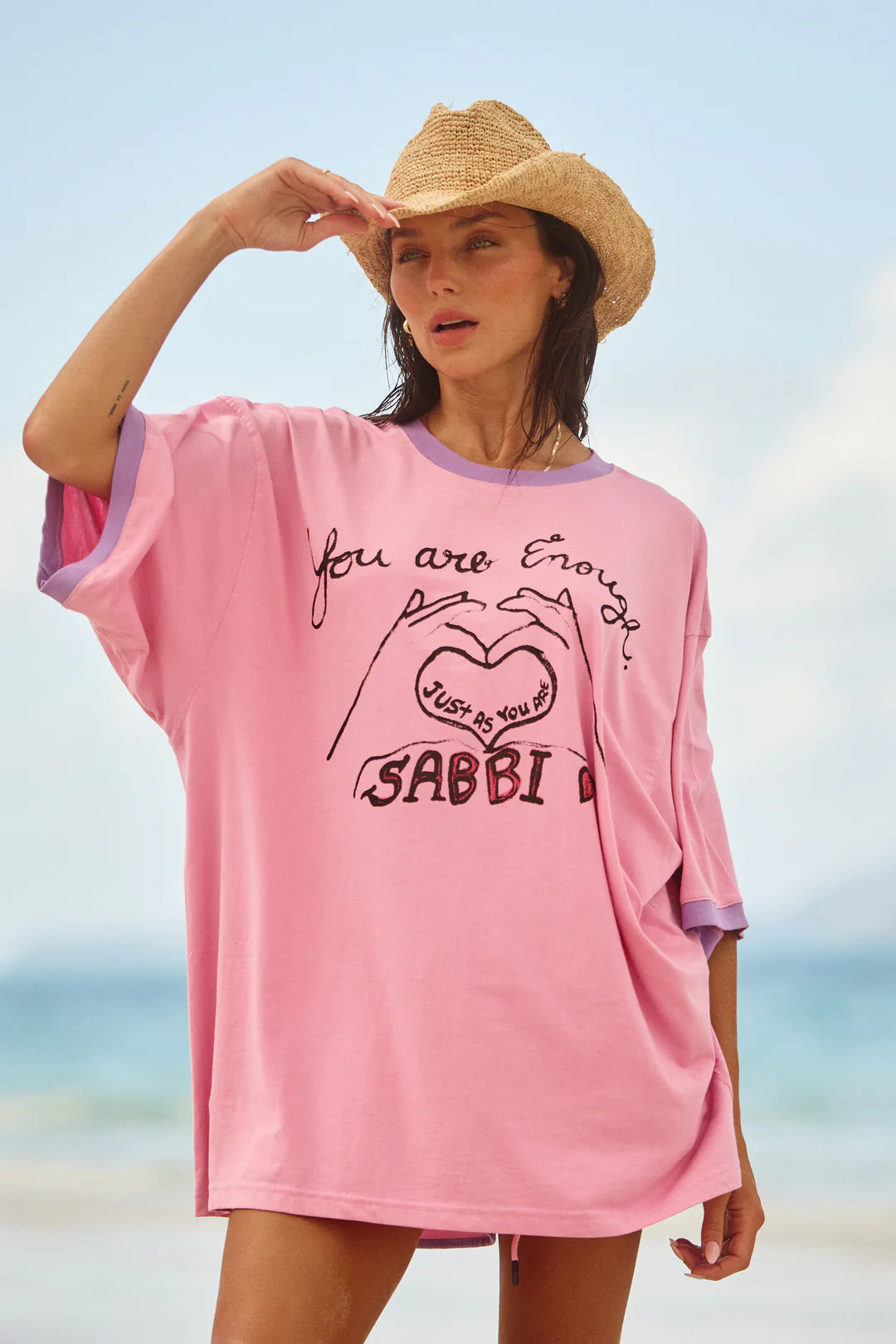 Sabbi The Very Oversized You’re Enough Tee - pink