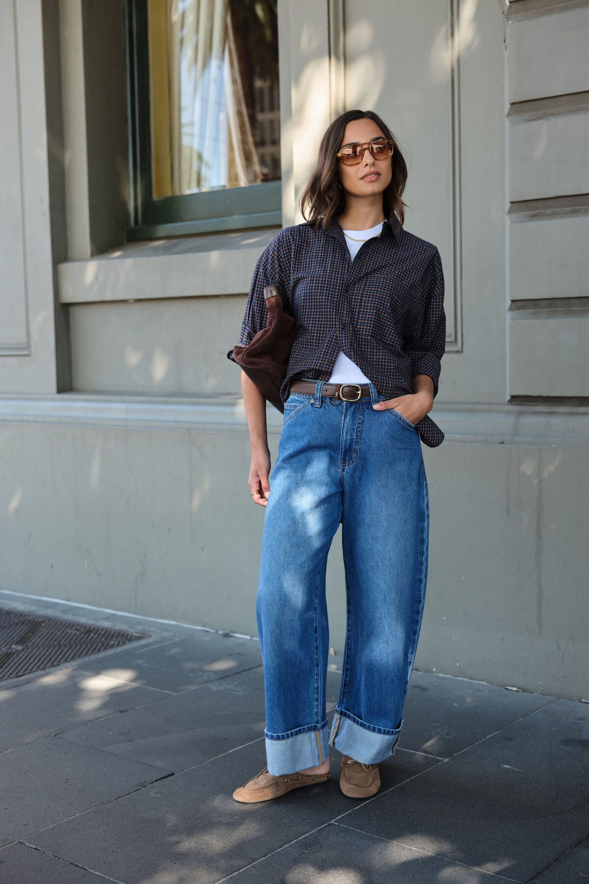 Ceres Frannie Cuffed Barrel Jean - fresh indigo