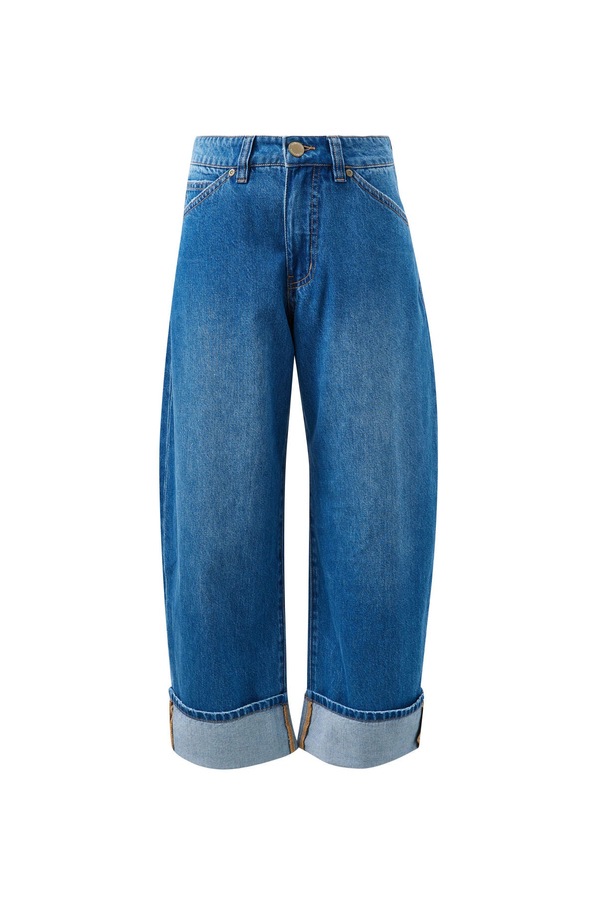 Ceres Frannie Cuffed Barrel Jean - fresh indigo