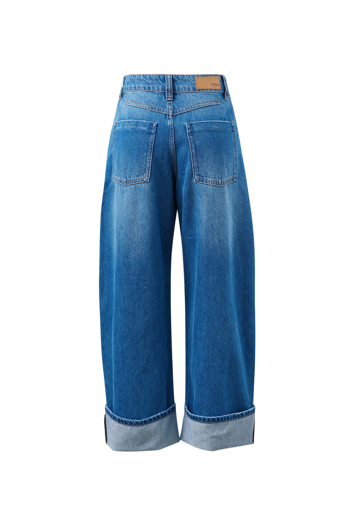 Ceres Frannie Cuffed Barrel Jean - fresh indigo