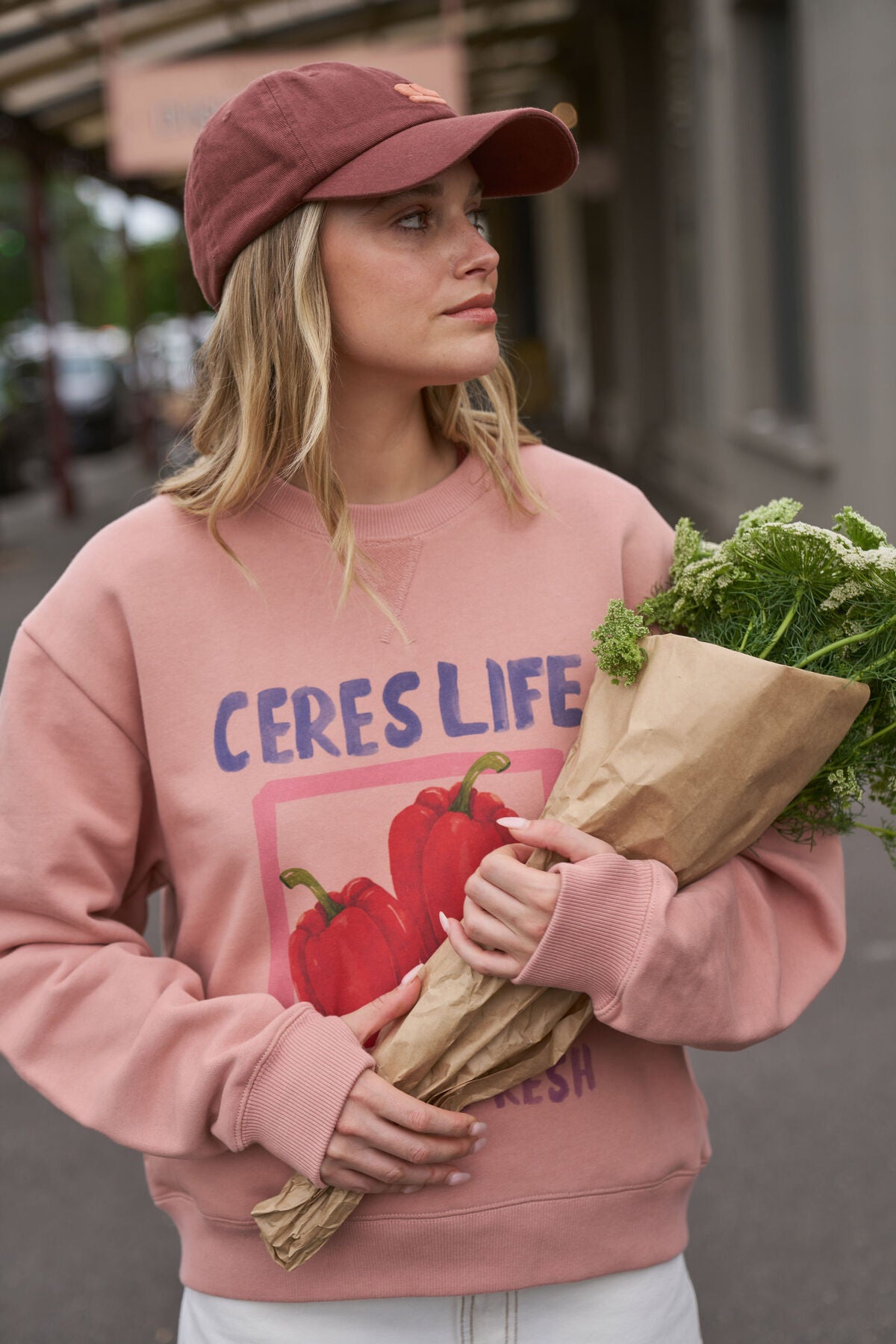 Ceres Romy Crew - pink clay farmers market capsicum