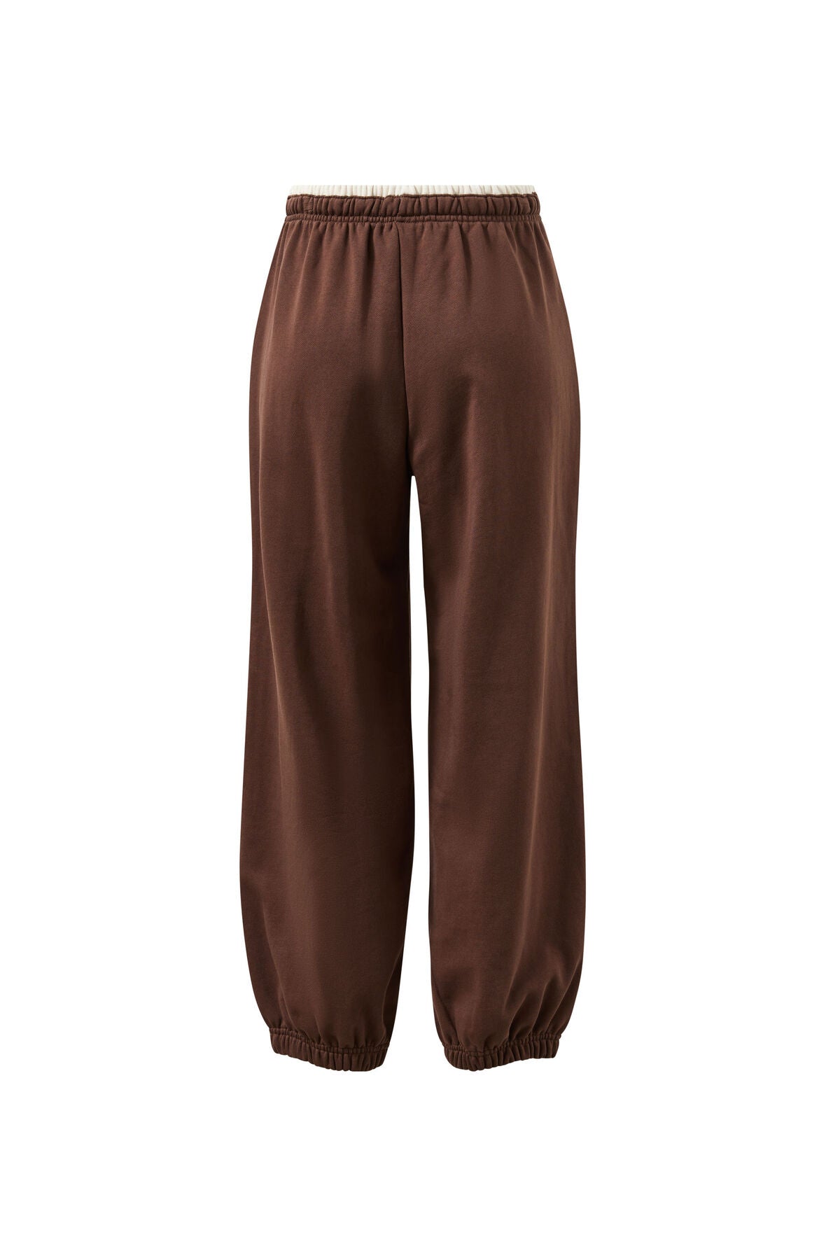 Ceres Bowie Barrel Leg Track Pant- brunette brown contrast buff bind