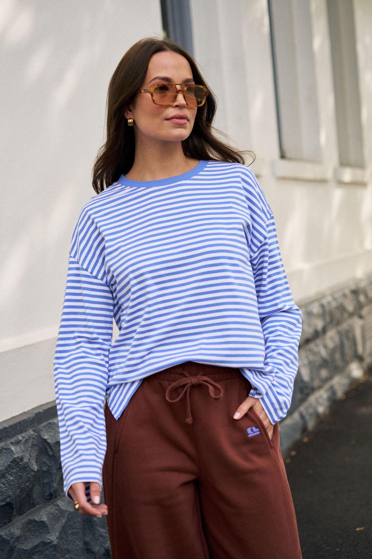 Ceres Scout Slouchy Long Sleeve Tee - vintage blue/white stripe