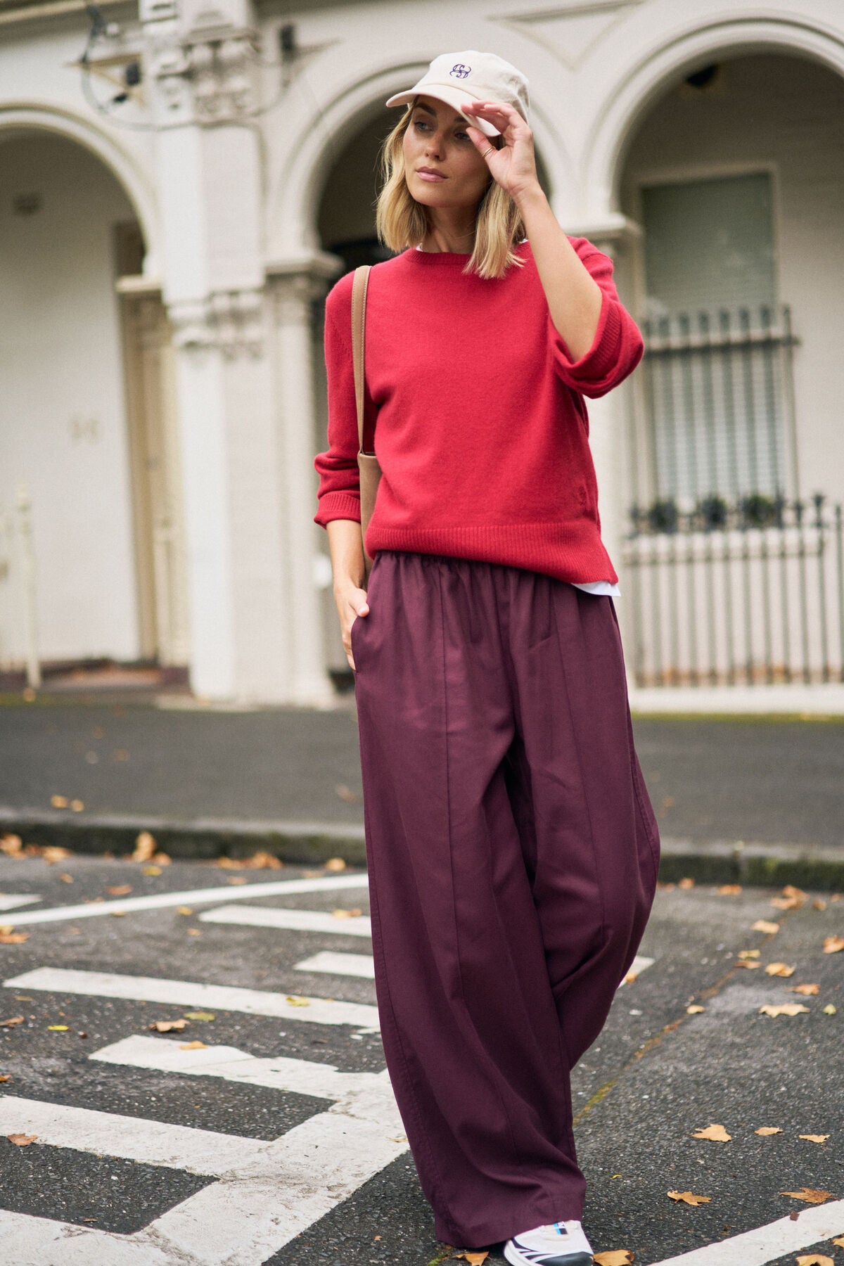 Ceres Izzie Pin stitch Pant - burgundy