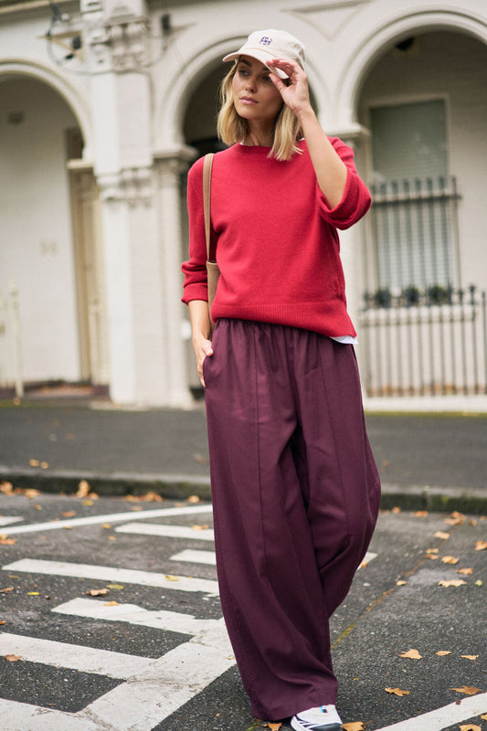 Ceres Izzie Pin stitch Pant - burgundy