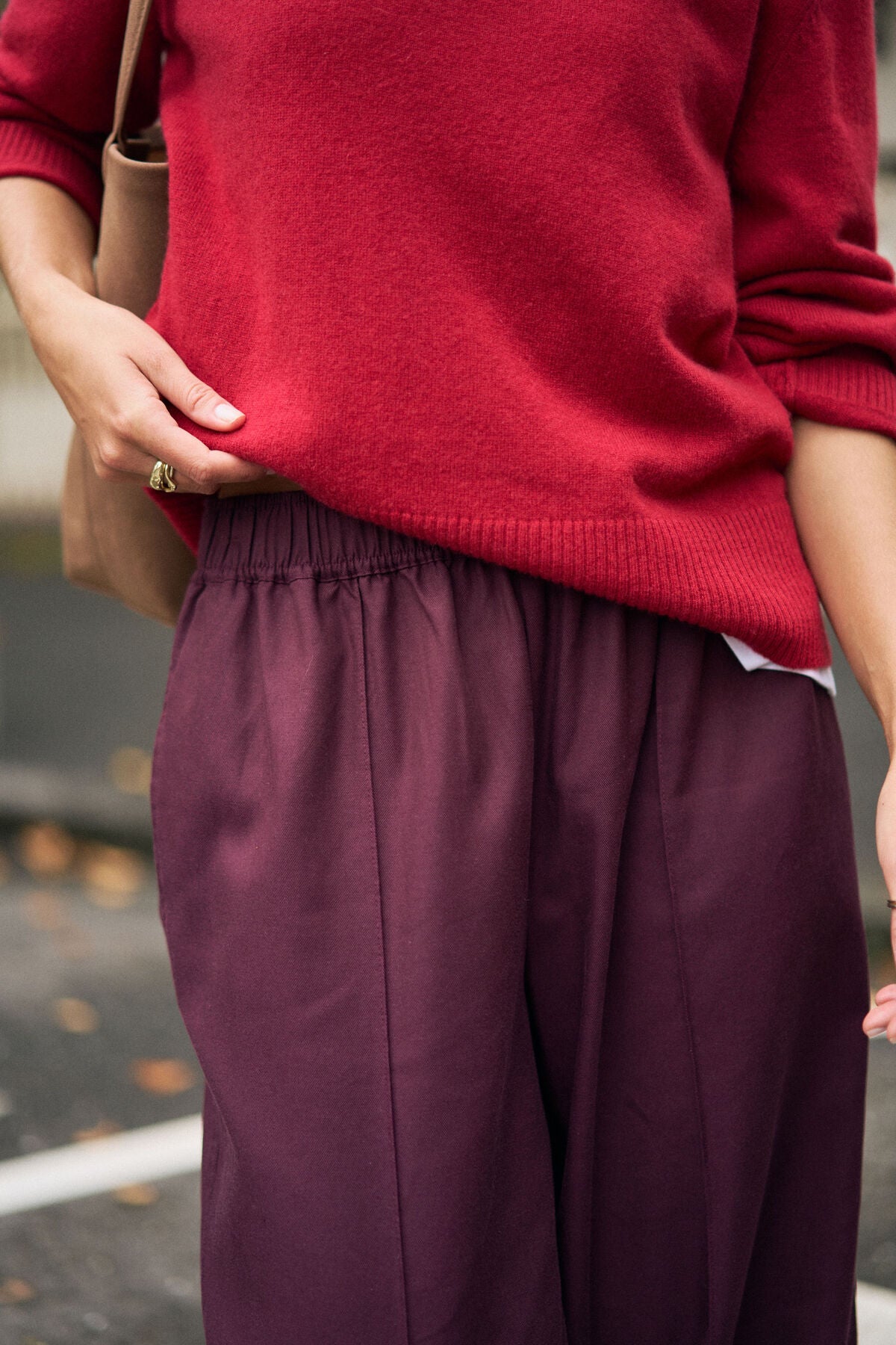 Ceres Izzie Pin stitch Pant - burgundy