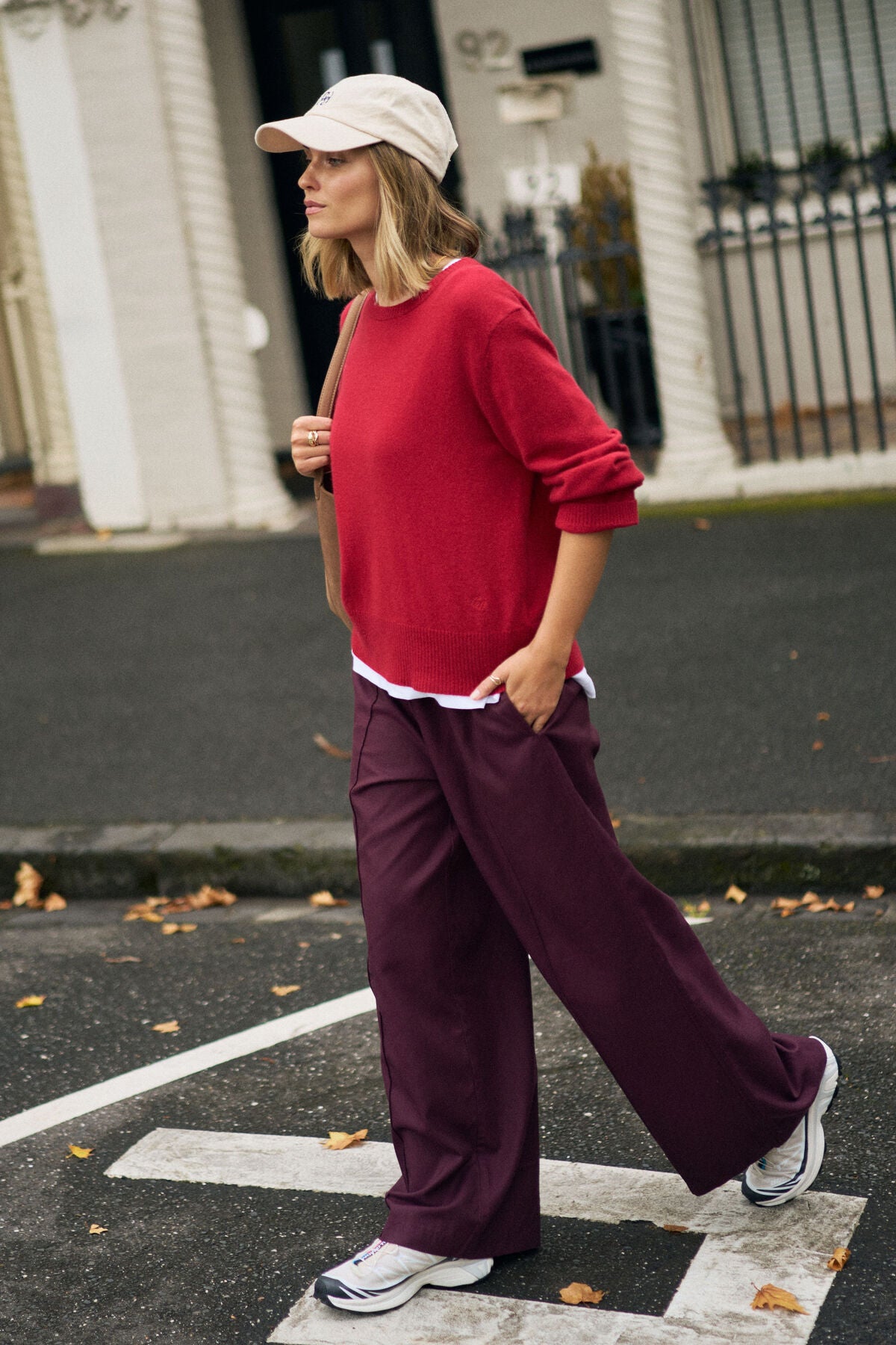Ceres Izzie Pin stitch Pant - burgundy
