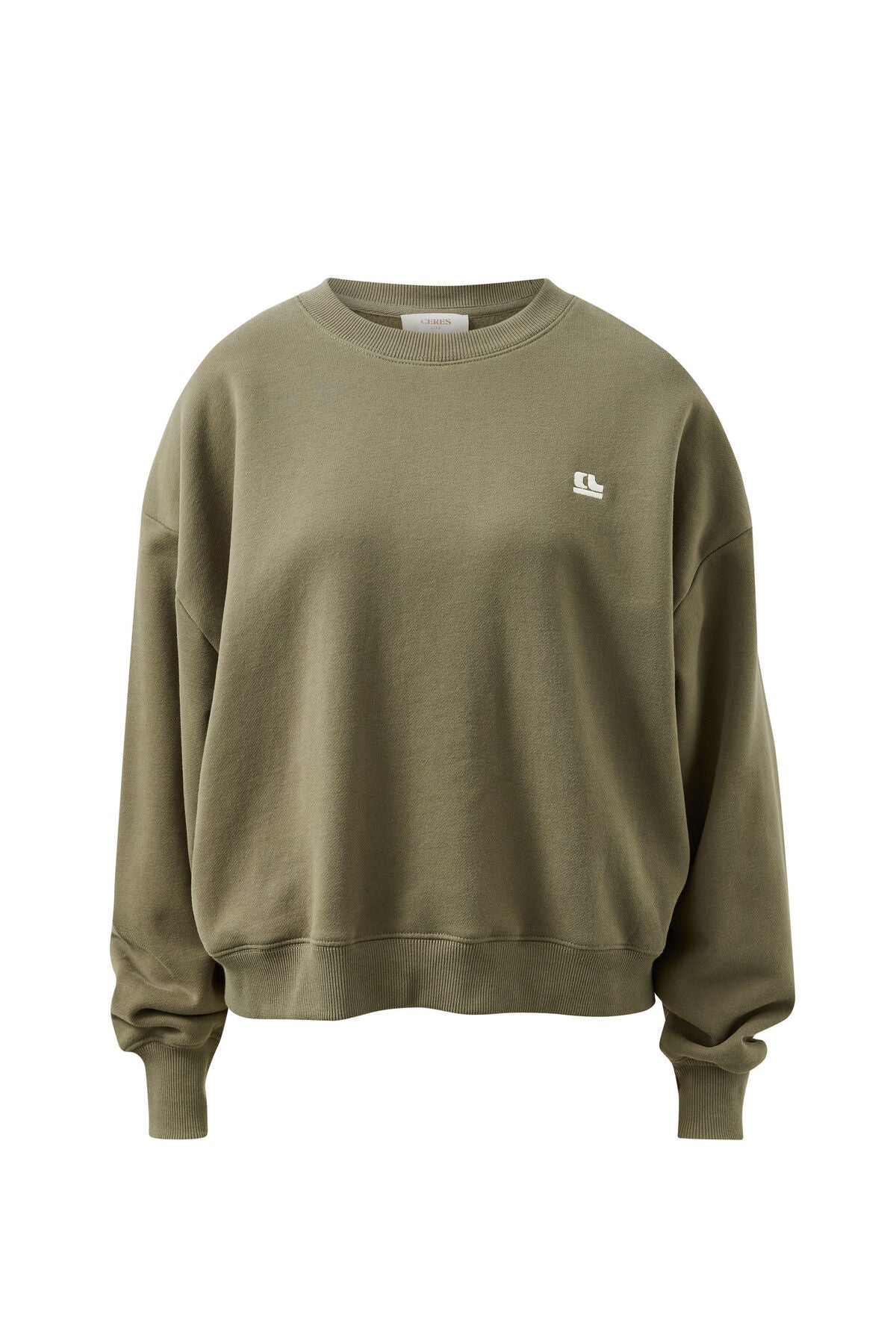 Ceres Quinn Slouchy Crew - washed olive