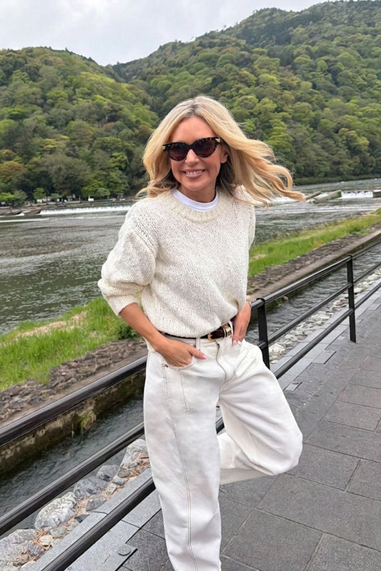 Ceres Sage Chunky Knit Crew - marshmallow
