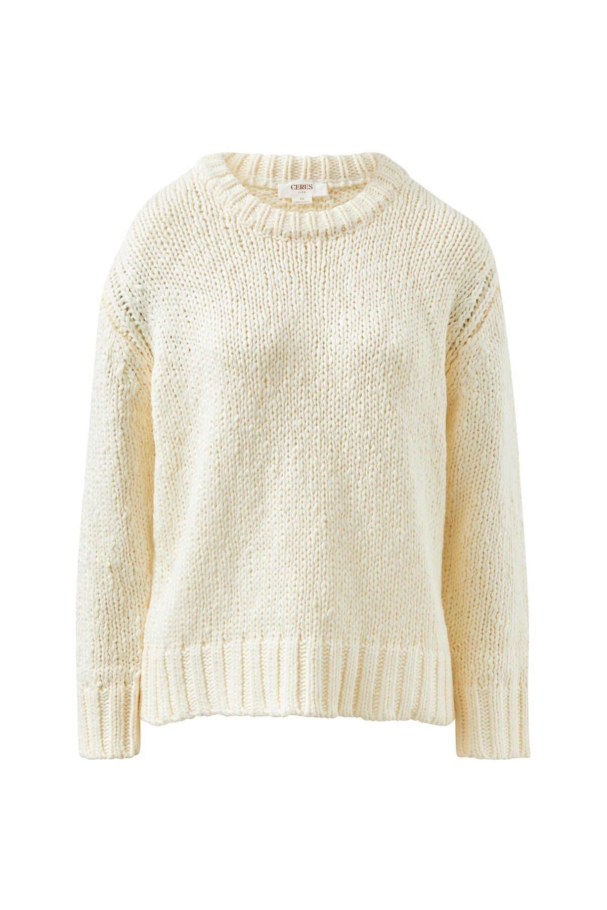 Ceres Sage Chunky Knit Crew - marshmallow