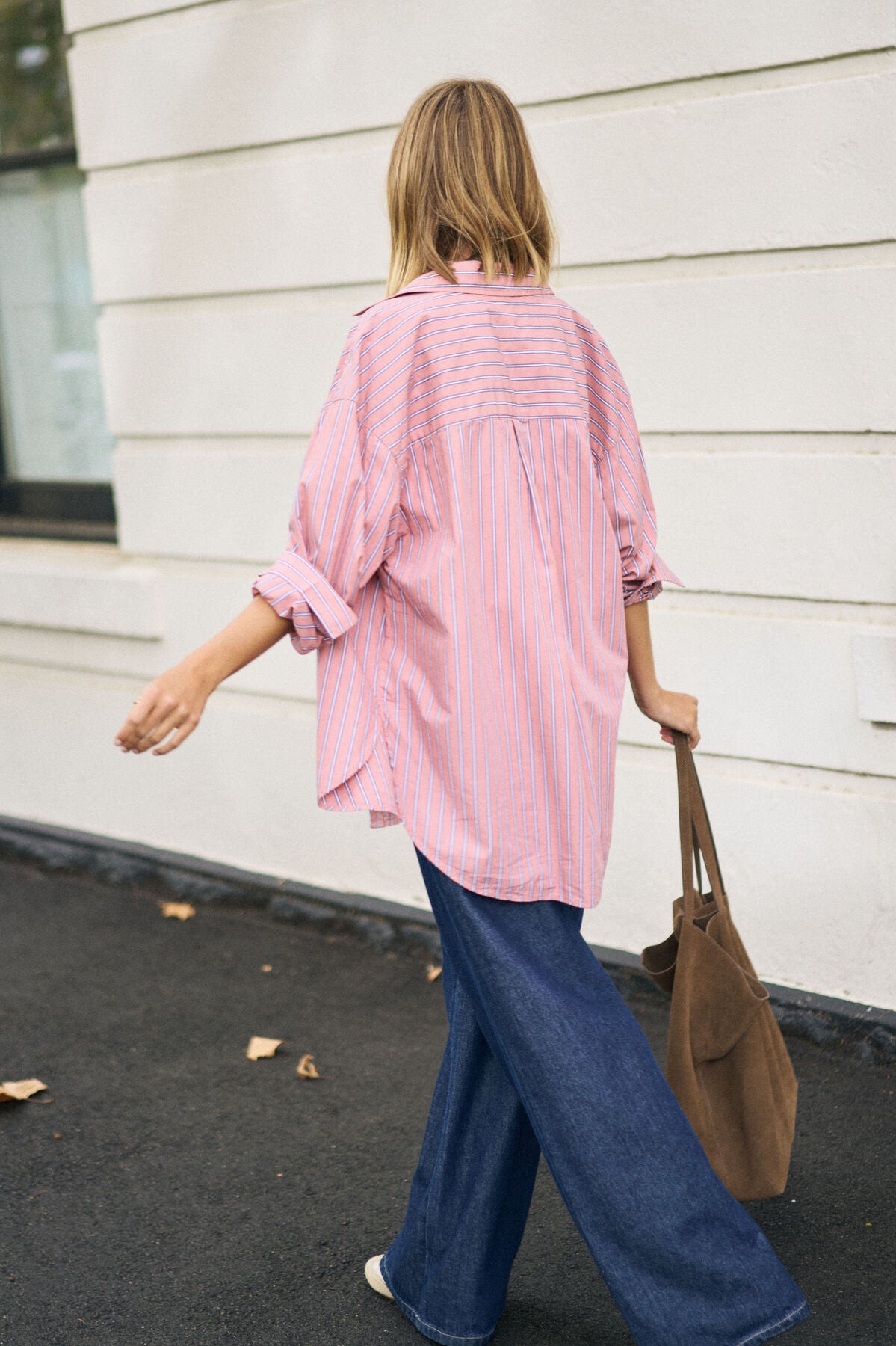 Ceres Peta Oversized Shirt - pink clay stripe