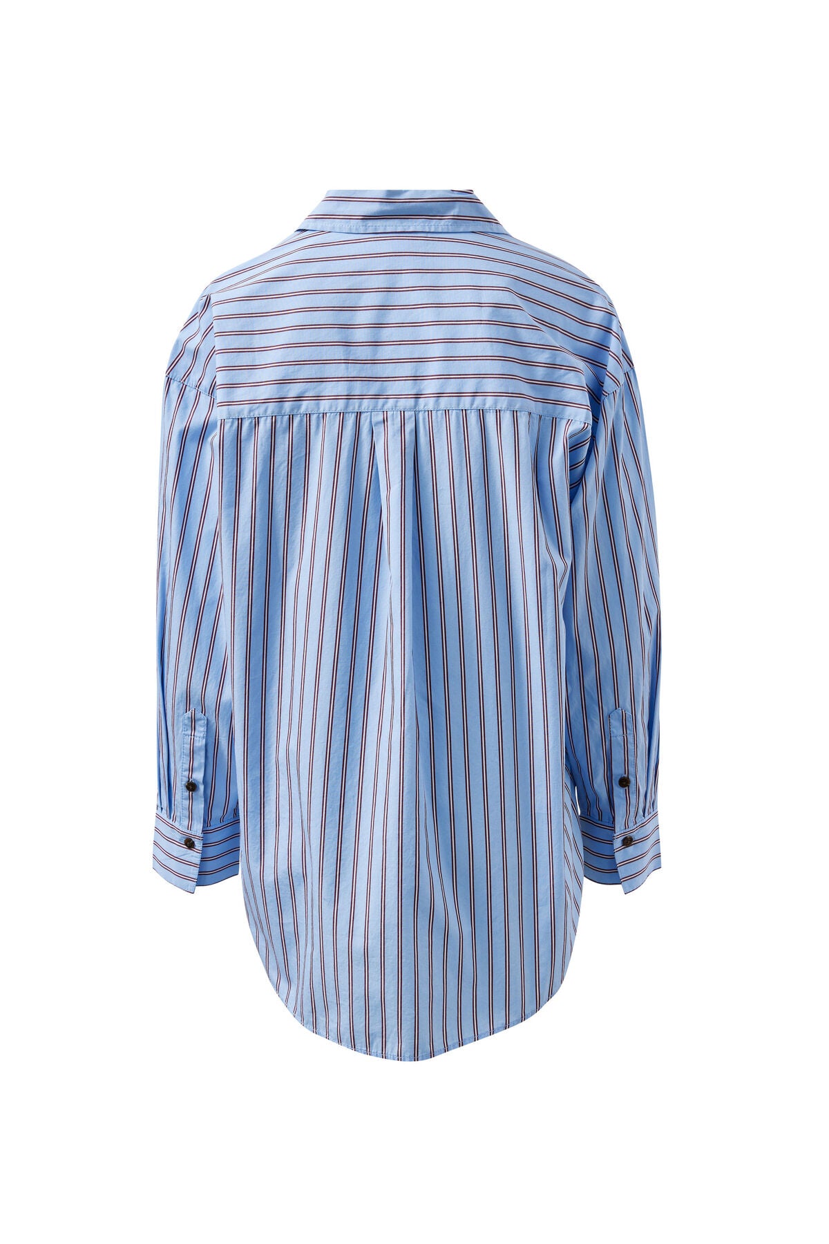 Ceres Peta Oversized Shirt - sky blue burgundy stripe