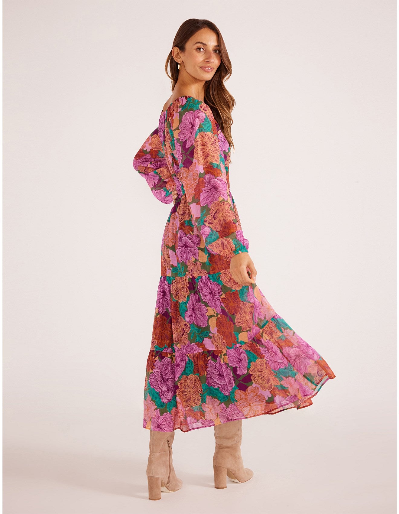 MINKPINK Zora Tiered Midi Dress