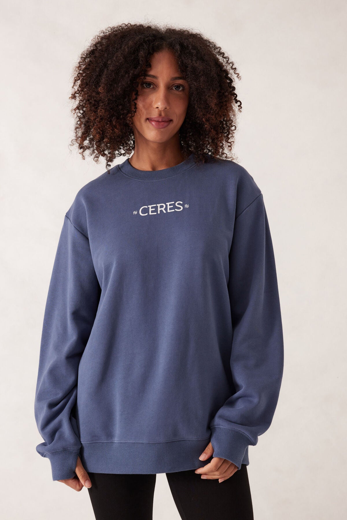 Ceres Isla Oversized Slouchy Crew- moonlight mini logo