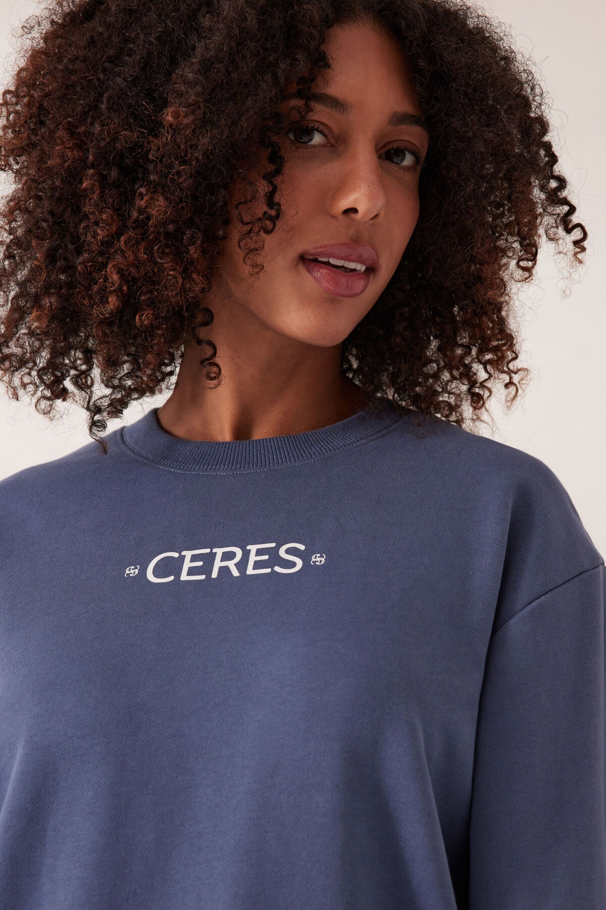 Ceres Isla Oversized Slouchy Crew- moonlight mini logo