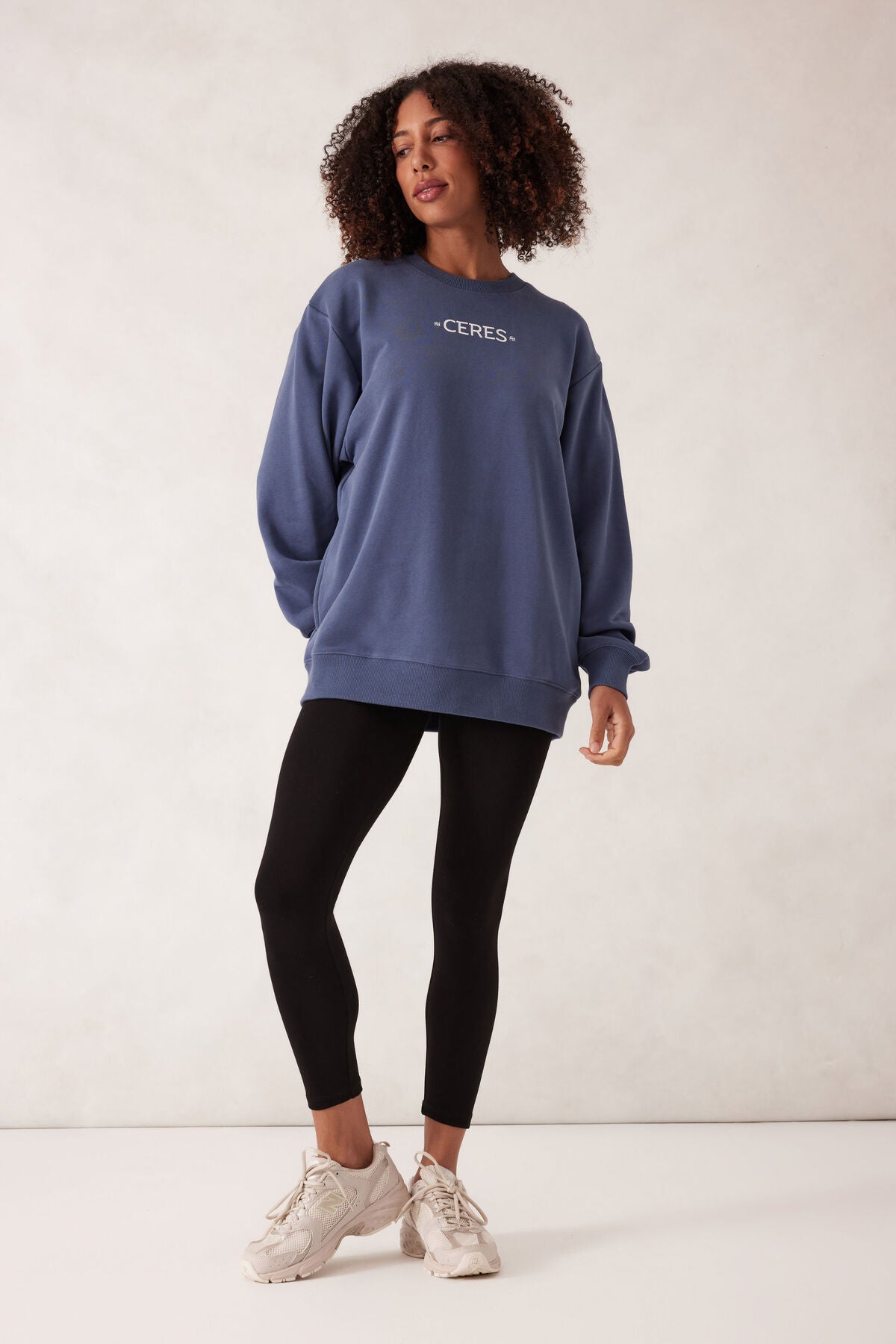 Ceres Isla Oversized Slouchy Crew- moonlight mini logo